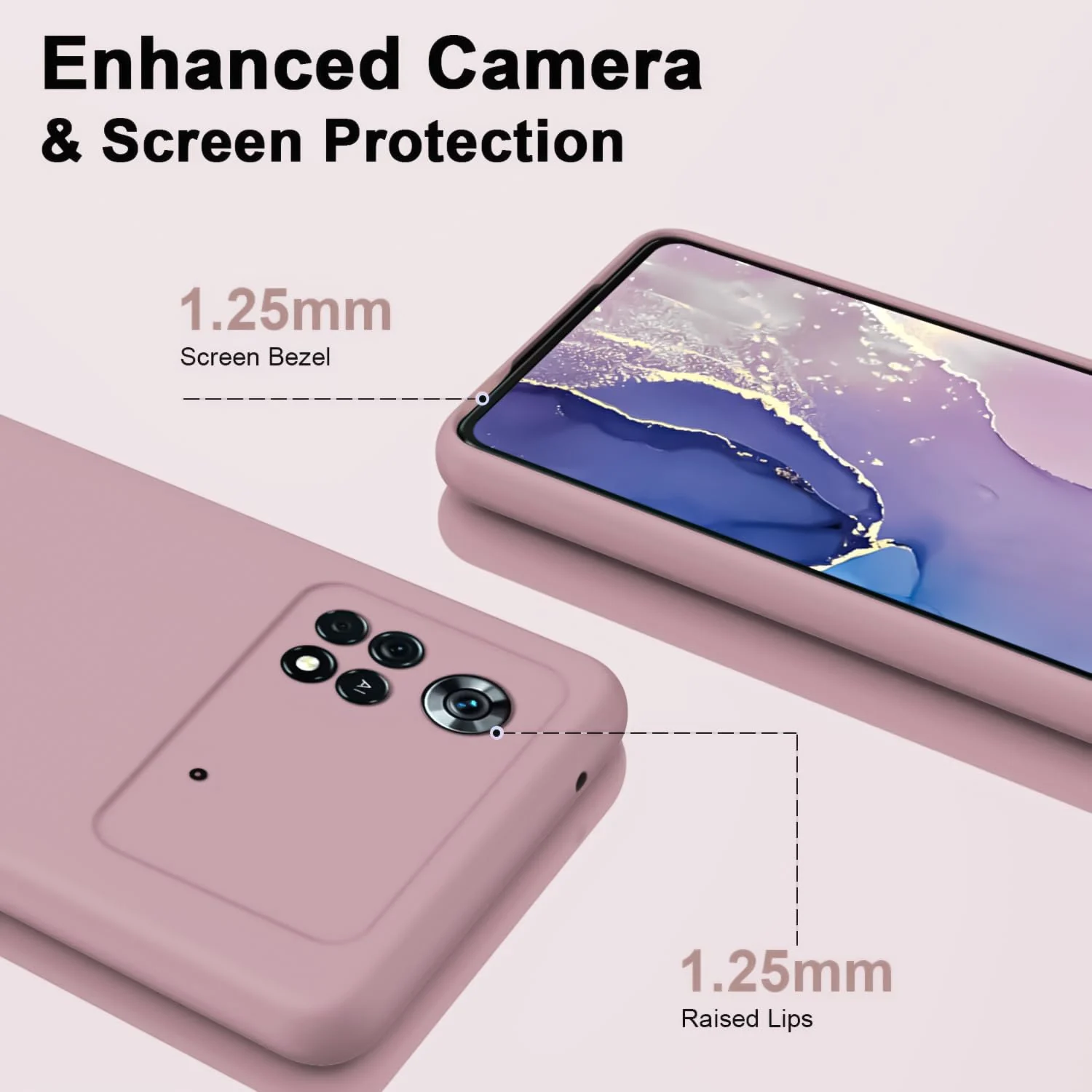 DL3 Mobilak Liquid Silicone Protective Case with Soft Microfiber Lining with Full Camera Protection for Xiaomi Poco X4 Pro 5G - Cashmere