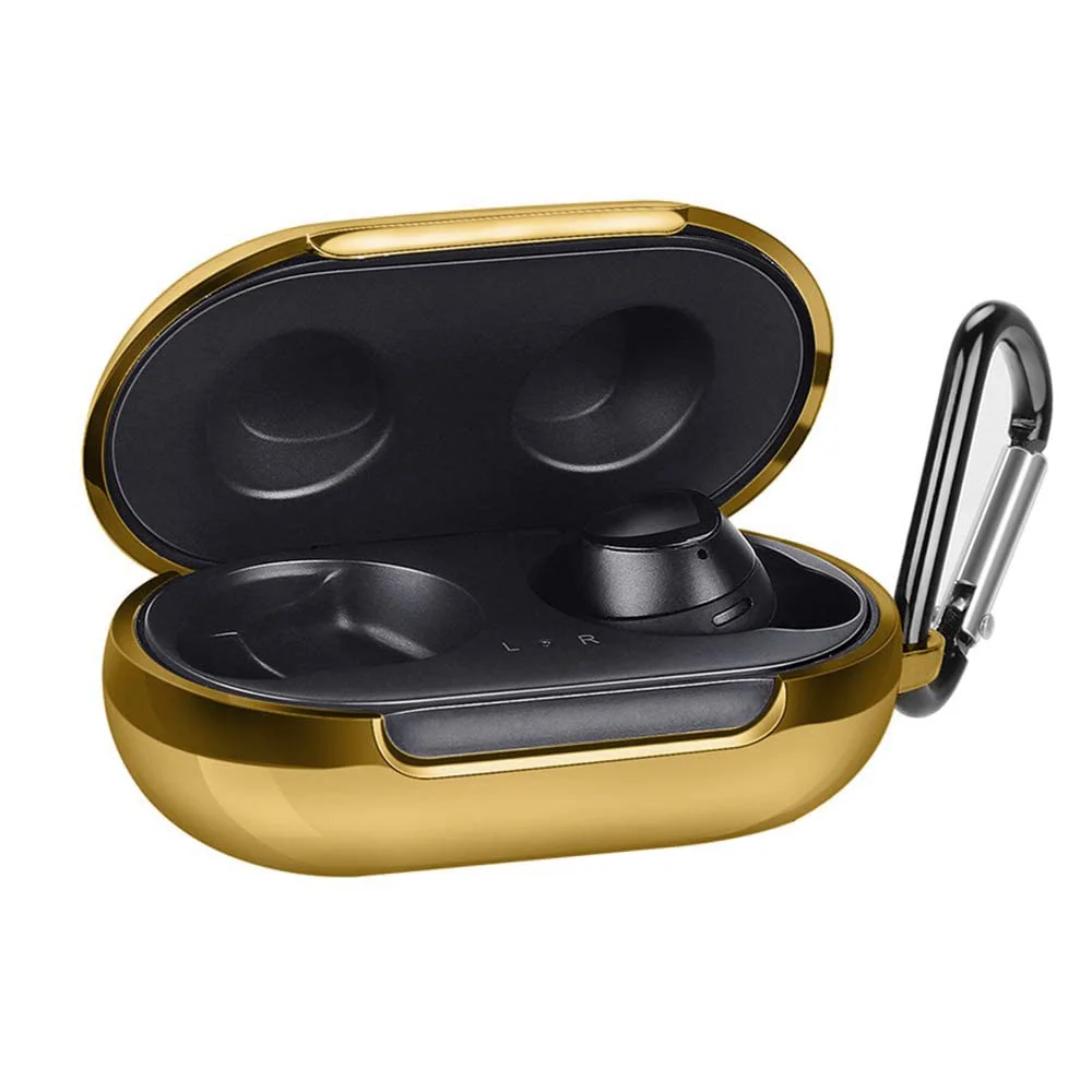 DL3 Mobilak Case for Galaxy Buds 2019/Galaxy Buds+Plus 2020, Plated TPU Shockproof Protective Case Cover with Keychain Compatible Samsung Galaxy Buds(Support Wireless Charging) - Gold