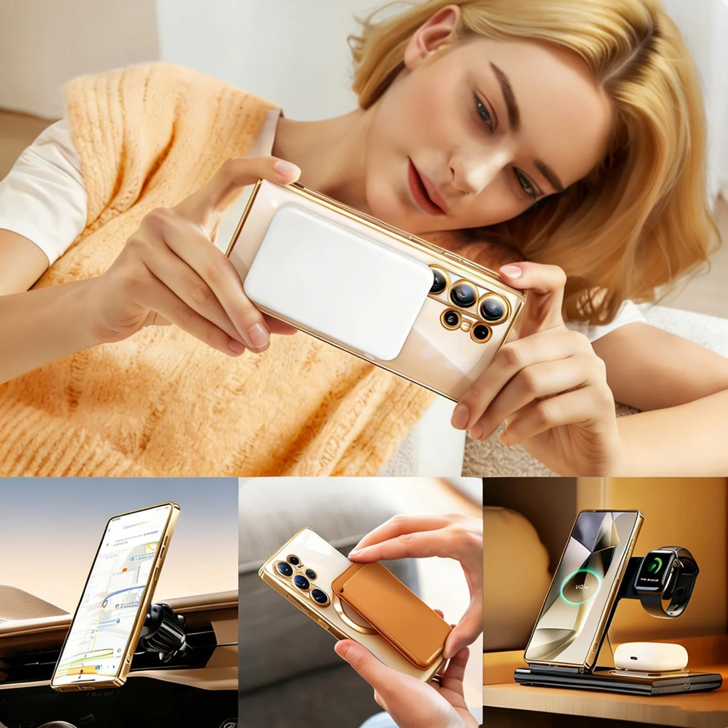 DL3 Mobilak Plated-Edge Protective Case for Samsung Galaxy S26 Ultra, Compatible with MagSafe accessories, Supports wireless charging, Camera protection - Gold