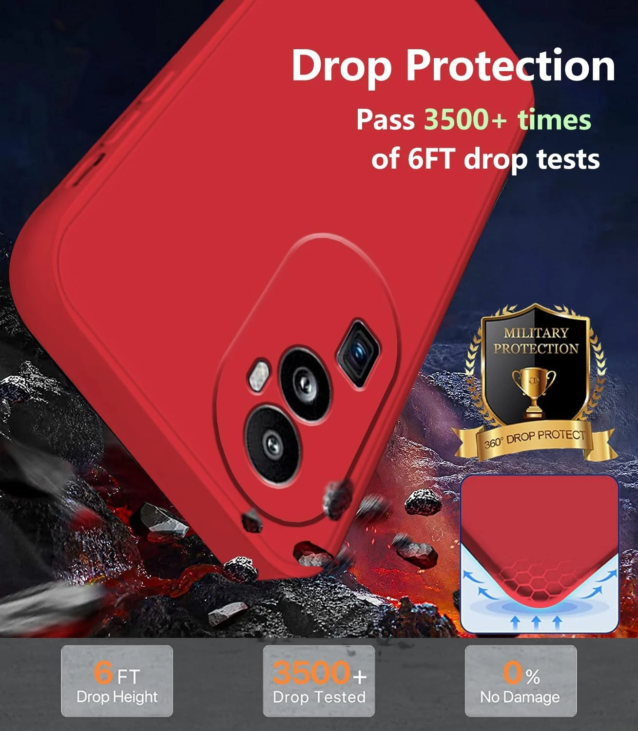 DL3 Mobilak Liquid Silicone Protective Case for OPPO Reno 10 Pro+ Plus 5G with Microfiber Lining and Shockproof Design - Red