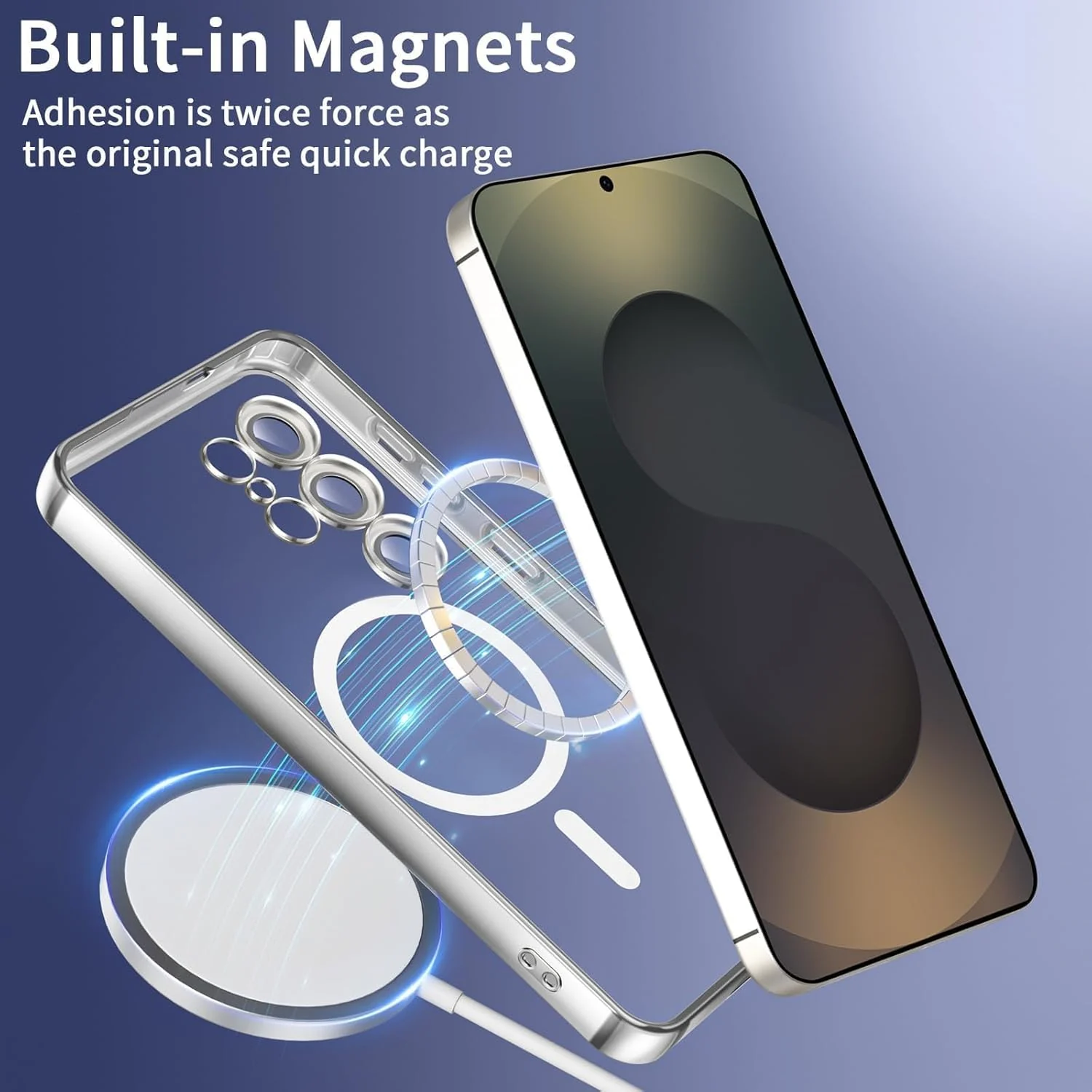 DL3 Mobilak Plated-Edge Protective Case for Samsung Galaxy S25 Ultra, Compatible with MagSafe accessories, Supports wireless charging, Camera protection - Silver