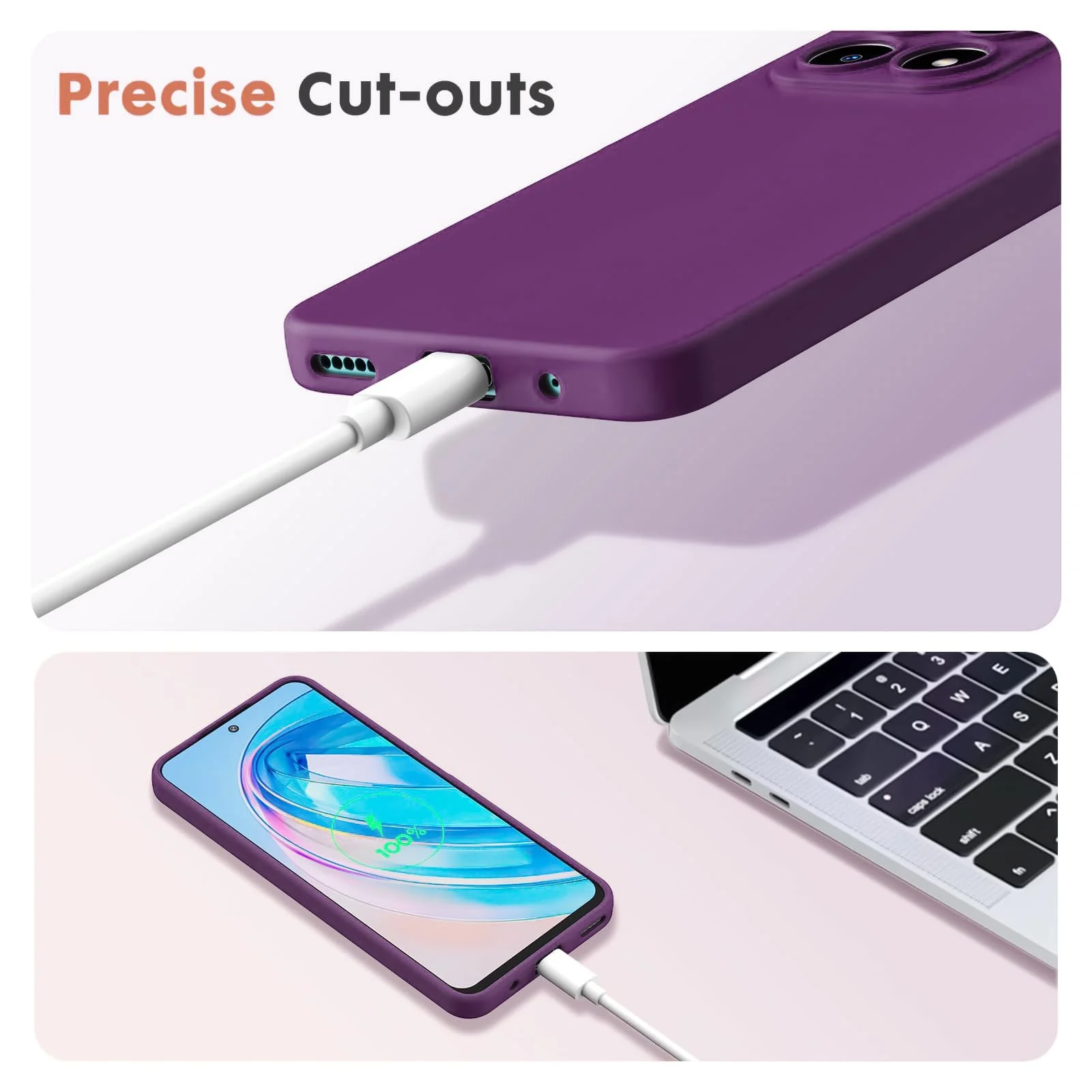 DL3 Mobilak Liquid Silicone Protective Case with Soft Microfiber Lining with Full Camera Protection for Honor X8A - Violet