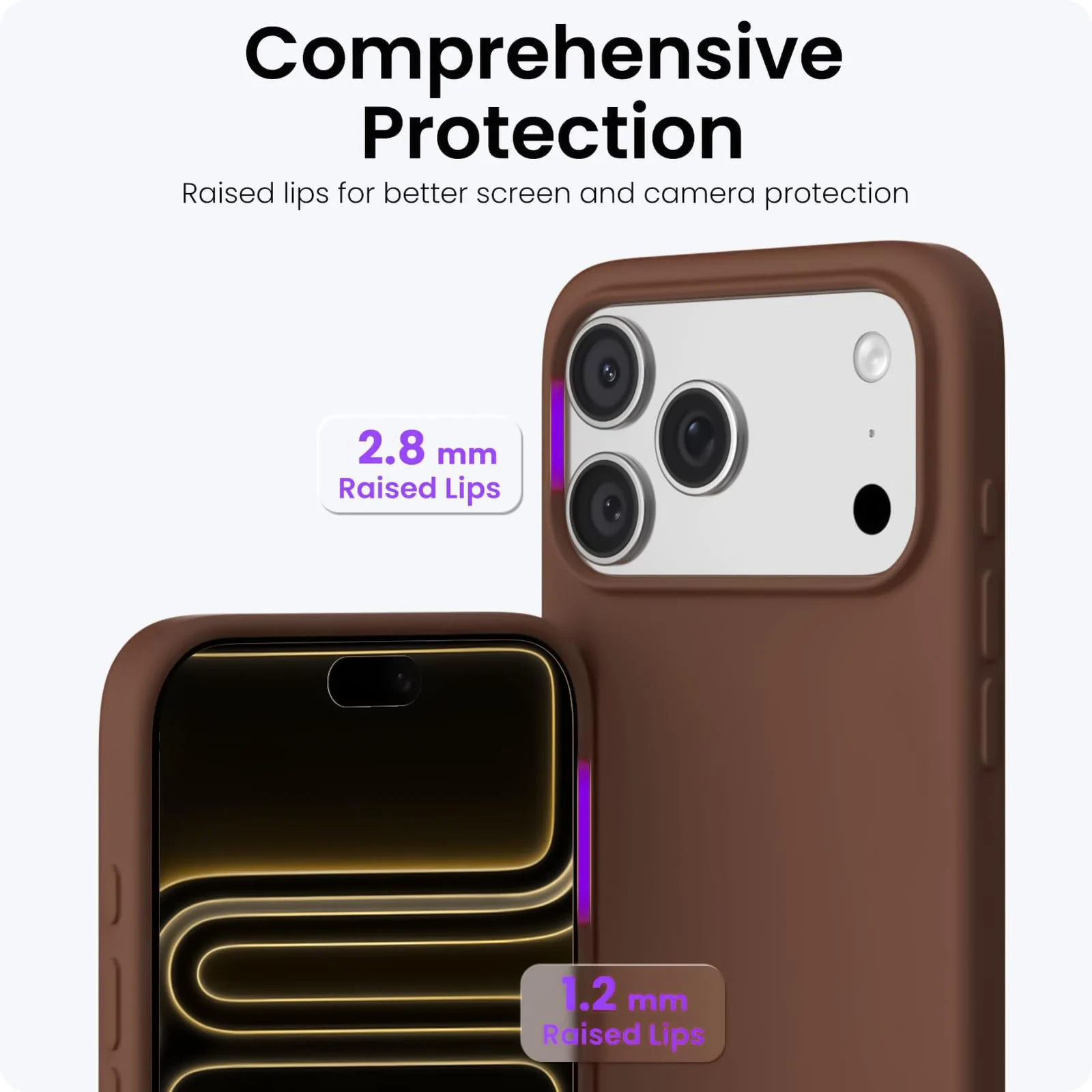 DL3 Mobilak Liquid Silicone Protective Case for iPhone 17 Pro 6.3-Inch with Microfiber Lining and Shockproof Design - Light Brown