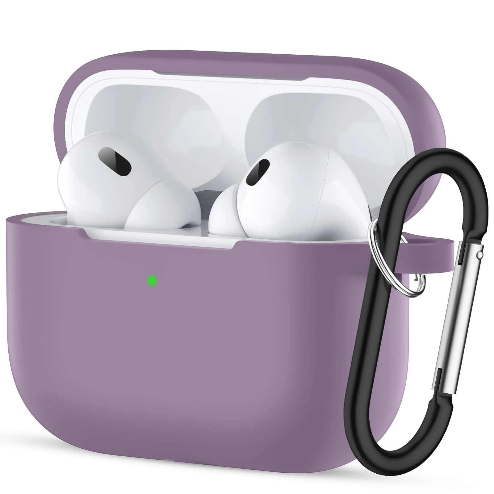 DL3 Mobilak AirPods Pro Case Cover, Silicone Protective Charging Case Skin with Keychain Compatible with Apple AirPods Pro Case for Women Men, Wireless Charging, Front LED Visible - Lilac Purple