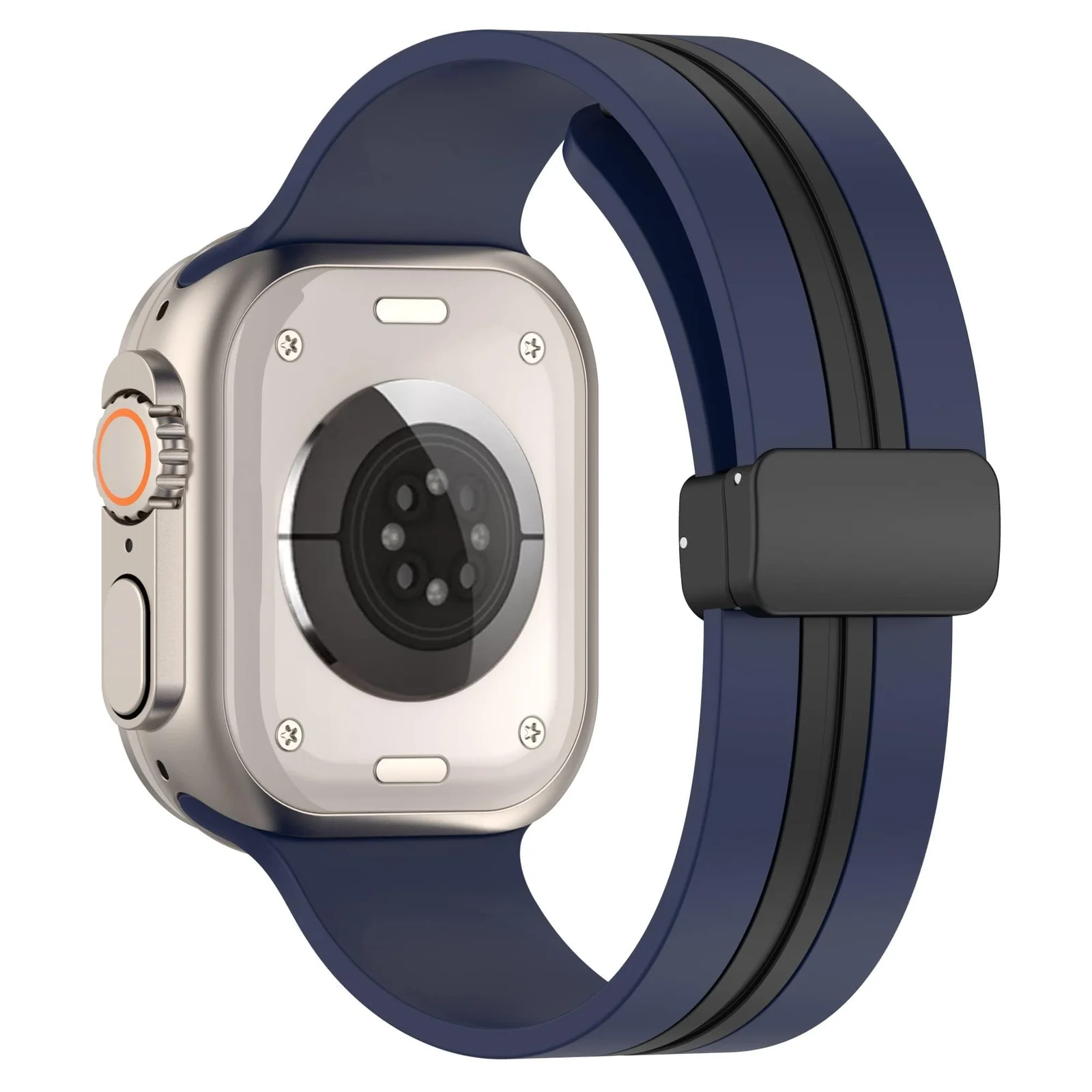 DL3 Mobilak Magnetic Strap for Apple Watch Band 49mm 45mm 44mm 41mm 40mm 38mm 42mm, Sport Silicone Replacement Wristband Strap for iwatch Series 9 8/7/6/5/4/3/2/SE (38mm/40mm/41mm) - Blue Black