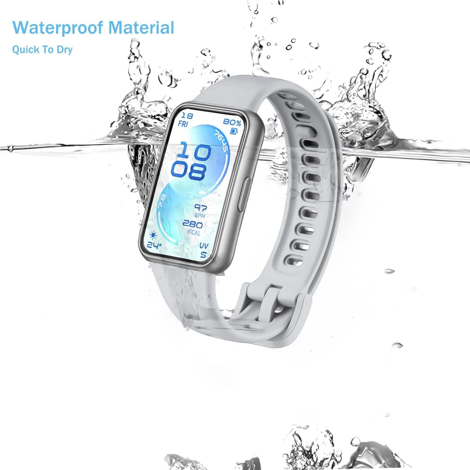 DL3 Mobilak Silicone Bracelet for Huawei Band 11/Band 11 Pro Strap, Soft Silicone Sport Band, Soft Breathable, for Huawei Band11/11 Pro Adjustable Replacement Strap - Gray