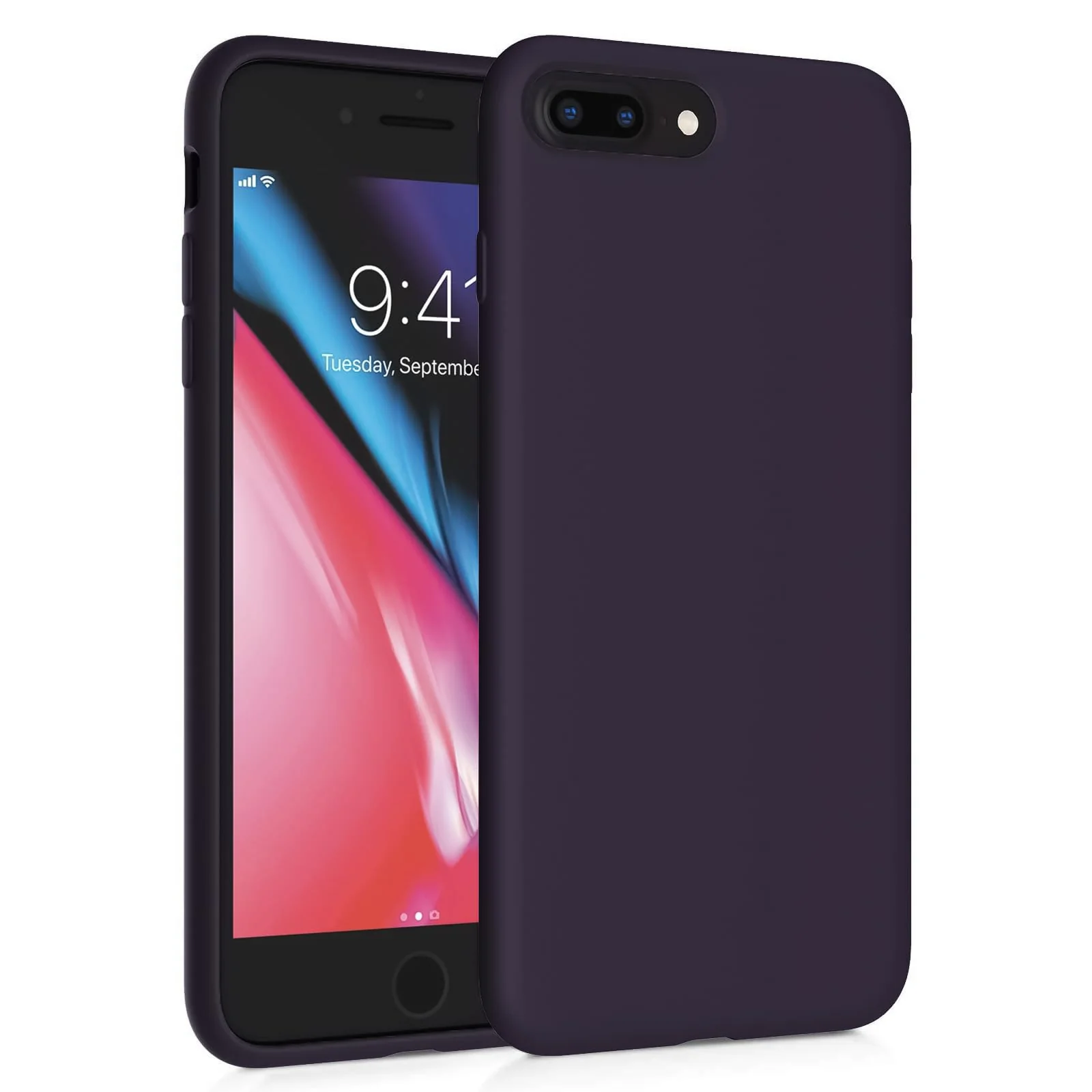 DL3 Mobilak Liquid Silicone Case for iPhone 7 Plus / iPhone 8 Plus, Shock-absorbing protection, Scratch-resistant surface, Soft microfiber lining - Elderberry