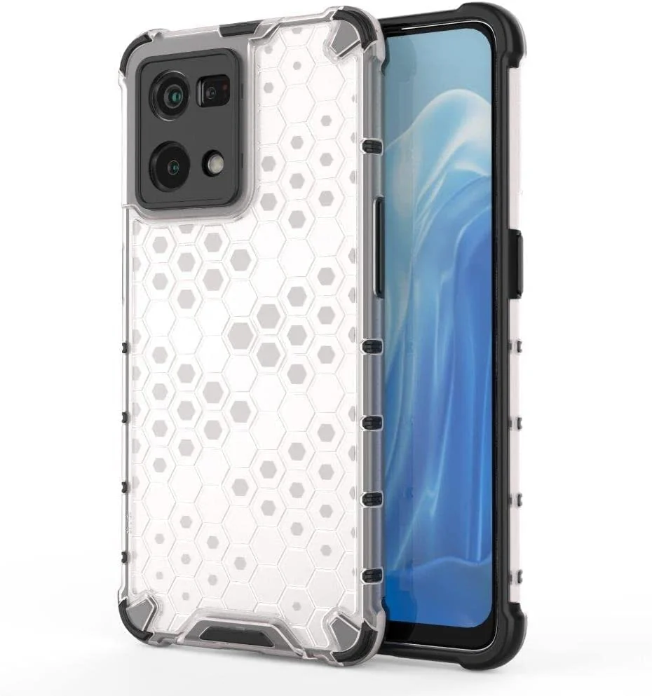 DL3 Mobilak Honeycomb Protective Case for OPPO Reno 8 4G / Reno 7 4G, Shock-absorbing protection, Transparent design, Slim, lightweight profile - Clear