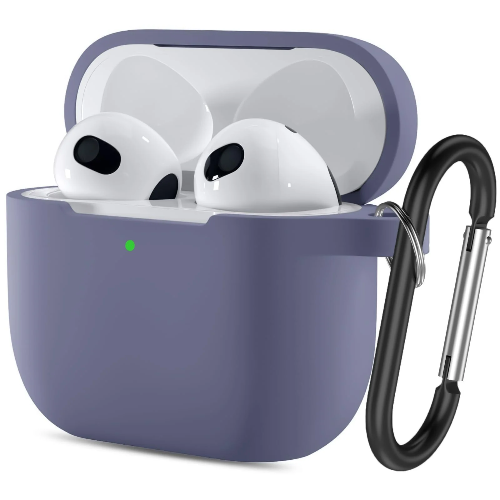 DL3 Mobilak AirPods 3 Case Cover, Silicone Protective Accessories Skin with Keychain Compatible with Apple AirPod 3rd Generation 2021 for Women Girl, Front LED Visible - Lavender