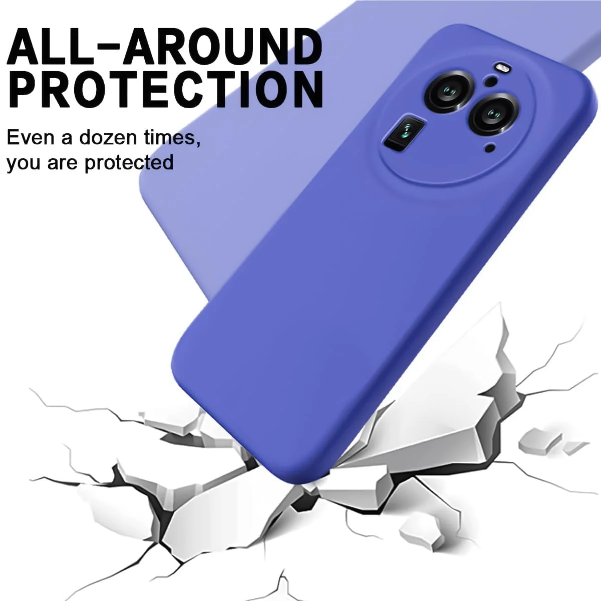 DL3 Mobilak Liquid Silicone Protective Case with Soft Microfiber Lining with Full Camera Protection for OPPO Find X6 Pro - Light Blue