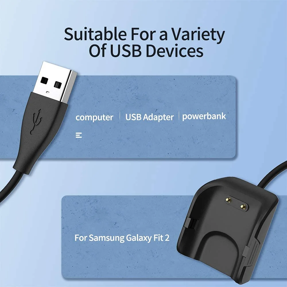 DL3 Mobilak Charger Cable Compatible with Samsung Galaxy Fit 2 (SM-R220), Smartwatch Replacement USB Charger Adapter Charge Cord Charging Dock for Galaxy Fit 2 Bluetooth Fitness - Black