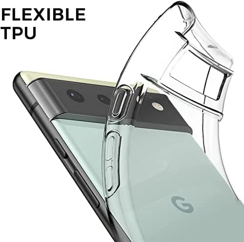 DL3 Mobilak Case Compatible with Google Pixel 6 Case Crystal Soft TPU Gel Case Flexible Silicone Anti-Scratch Camera Protection TPU Cover - Clear