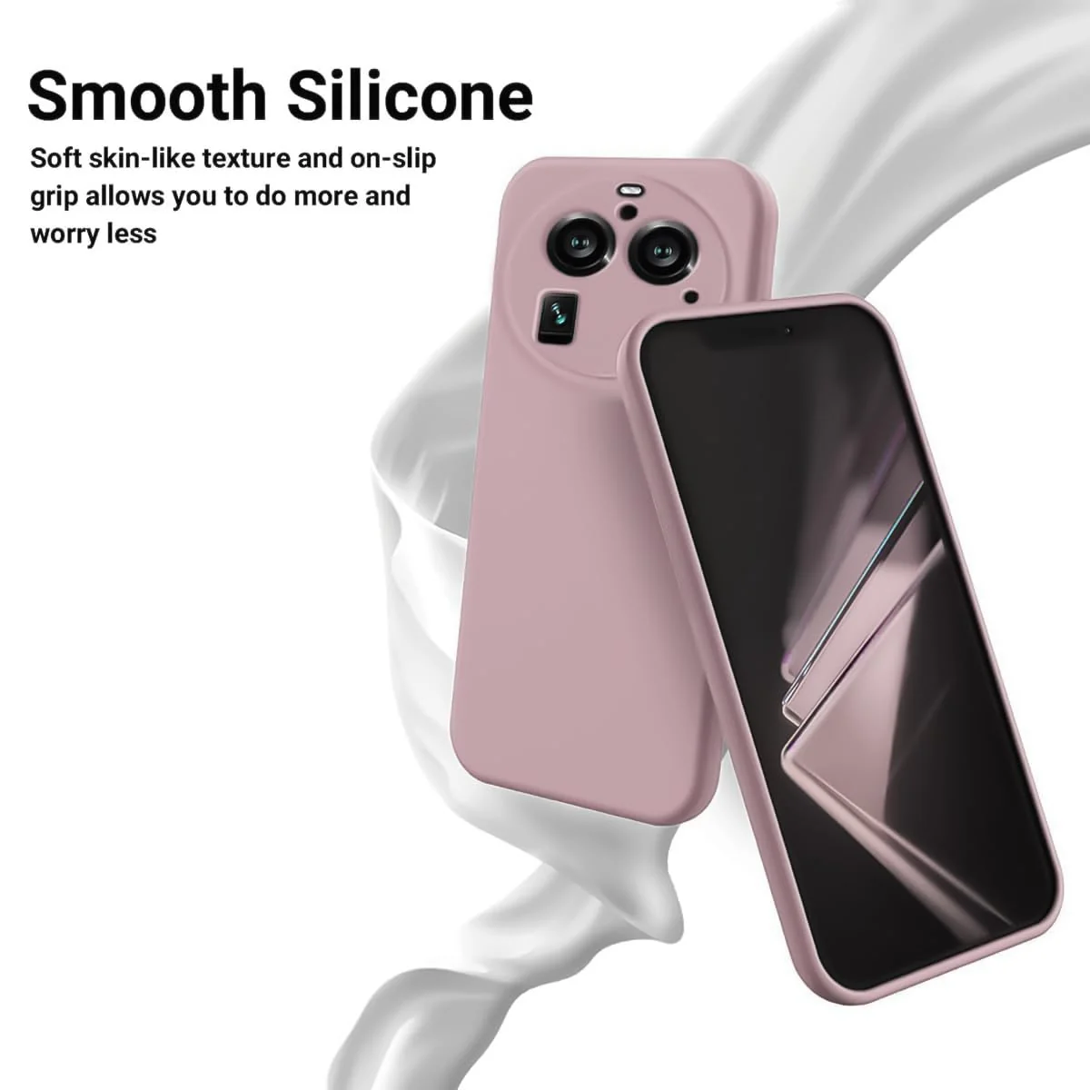 DL3 Mobilak Liquid Silicone Protective Case with Soft Microfiber Lining with Full Camera Protection for OPPO Find X6 Pro - Cashmere