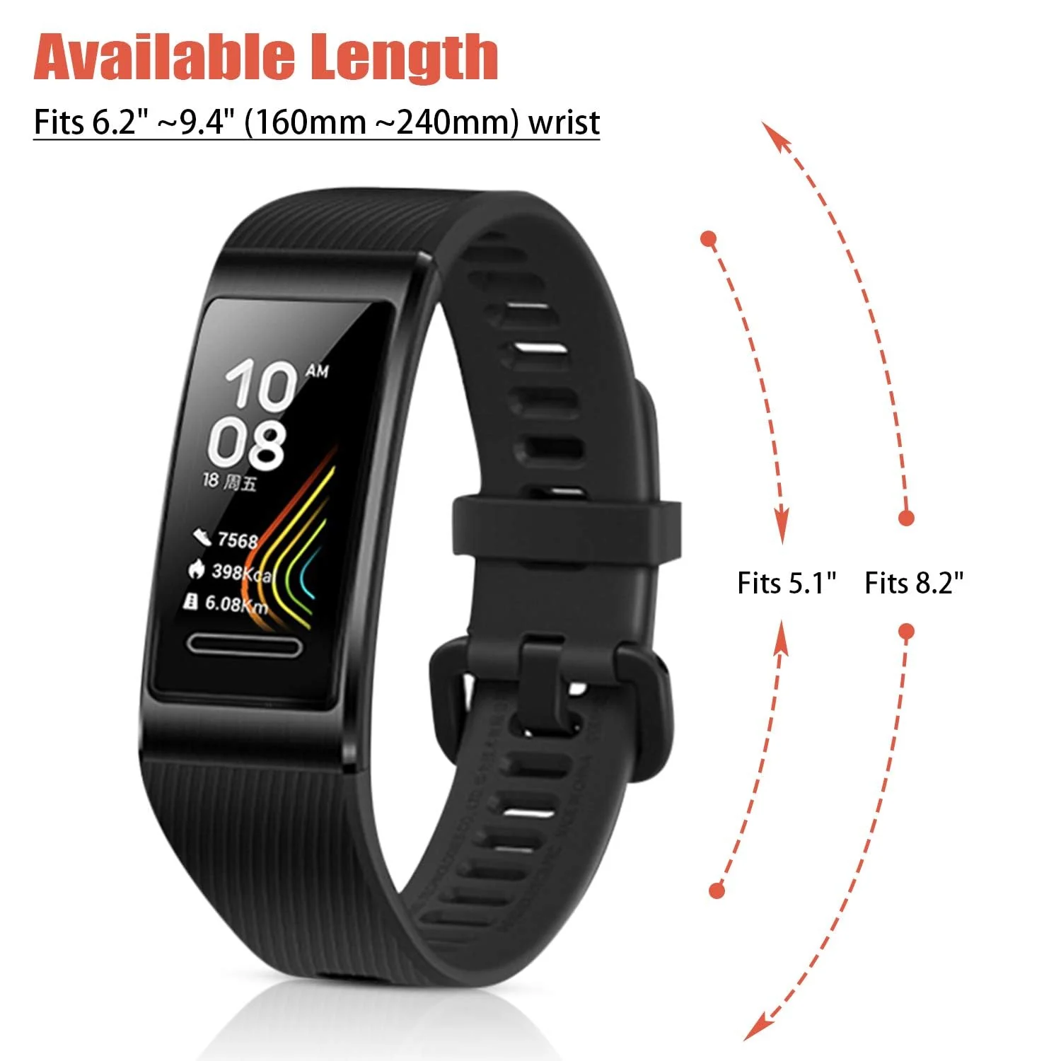 DL3 Mobilak Strap Compatible with Huawei Band 4 Pro/Huawei Band 3 Pro/Huawei Band 3, Soft Silicone Sports Bracelet for Huawei Band 4 Pro/Band 3 Pro/Band3 - Black