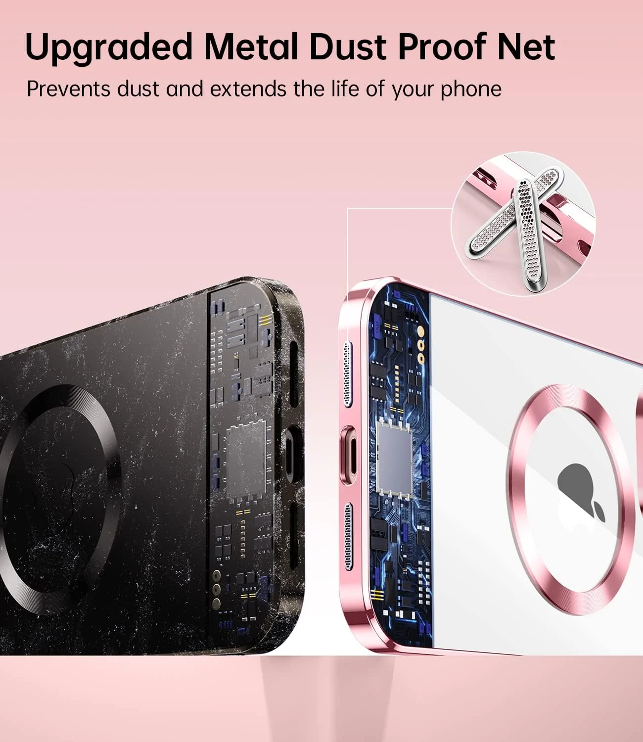DL3 Mobilak Plated-Edge Protective Case for iPhone 12 Pro 6.1-Inch with Built-in, Supports wireless charging, Camera protection, Scratch-resistant surface - Pink