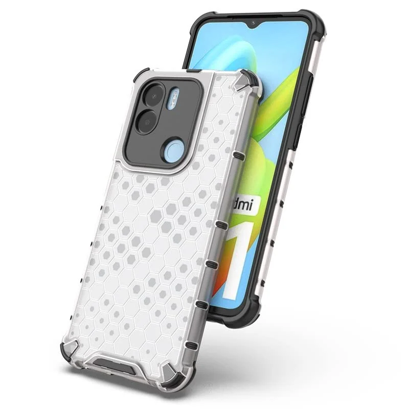 DL3 Mobilak Honeycomb Protective Case for Xiaomi Redmi A1 + A1 Plus, Shock-absorbing protection, Transparent design, Slim, lightweight profile - Clear