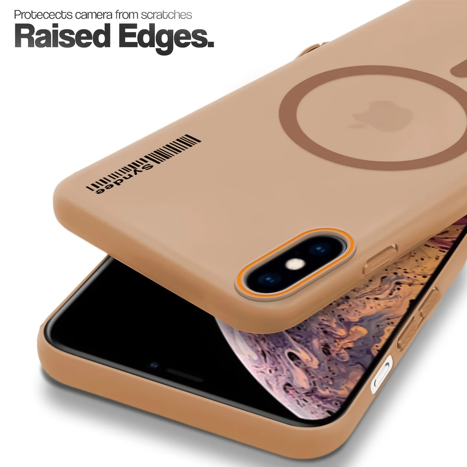 DL3 Mobilak Matte MagSafe-Compatible Magnetic Case for iPhone X / iPhone XS with Camera Protection and Ring Holder - Brown