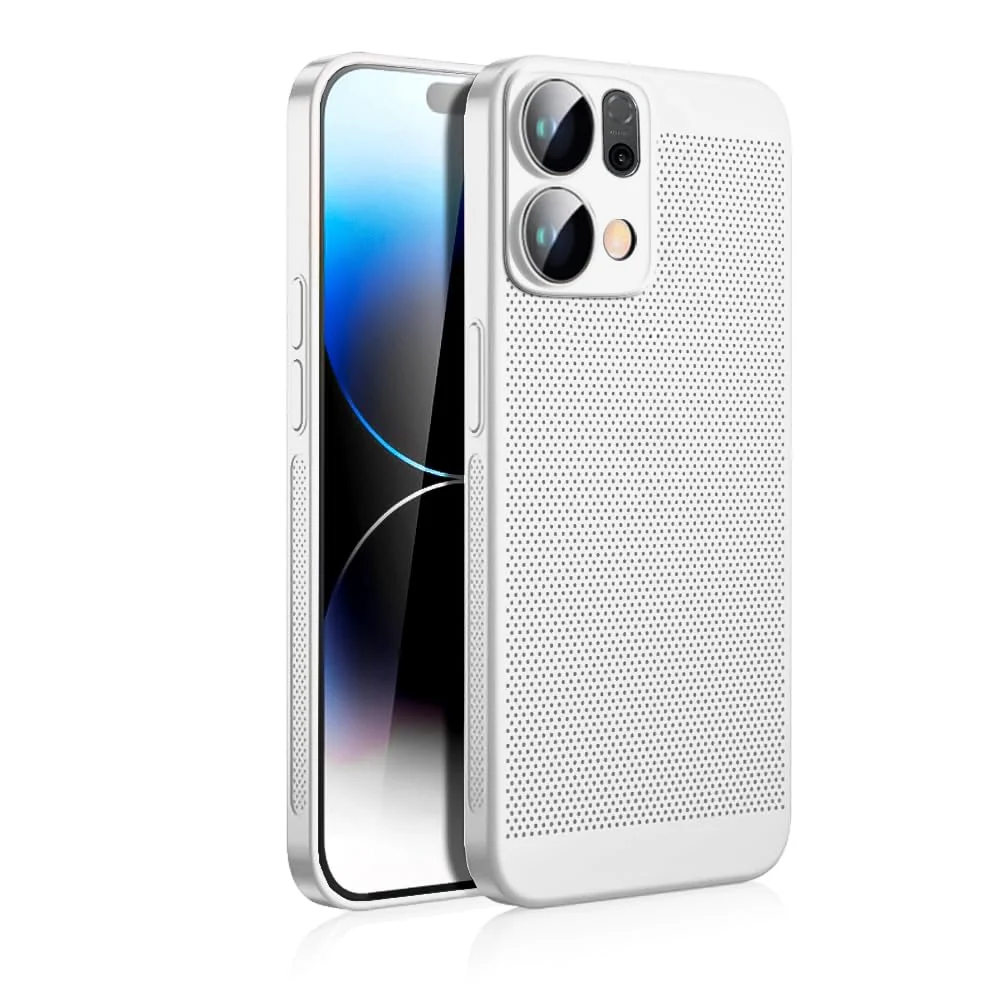 Dl3 Mobilak Case For OPPO Reno 14 Pro Heat Dissipation Case with Built-in Camera Lens Protector Slim Fit Breathable Cooling Anti-Fingerprint Hard PC Back Shockproof Cover (Baby Blue)