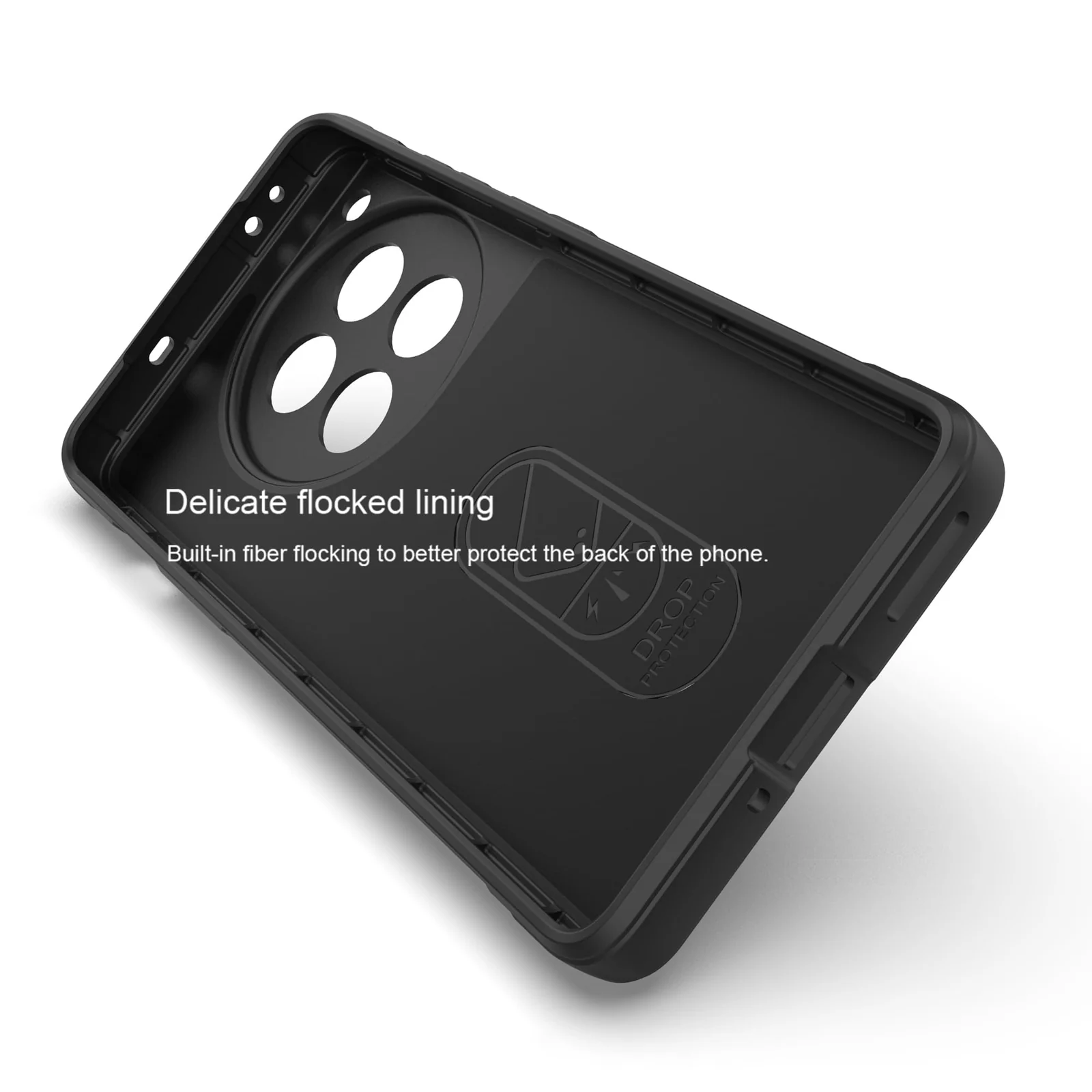 DL3 Mobilak Flexible Silicone and TPU Protective Case with Camera Protection for Oneplus 12R 5G / Oneplus Ace 3 - Black