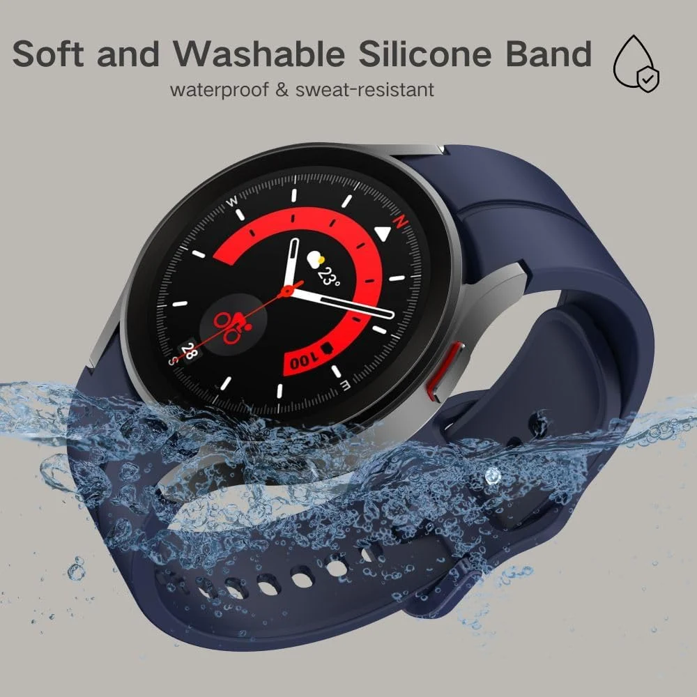 DL3 Mobilak Sport Watch Band Compatible with Samsung Galaxy Watch 7 FE 6 5 4 Band 40mm 44mm/ Galaxy Watch 6 Classic Bands 43mm 47mm/Watch 5 Pro Band 45mm/ Galaxy Watch4 Classic Band 42mm 46mm, No Gap - Dark Blue