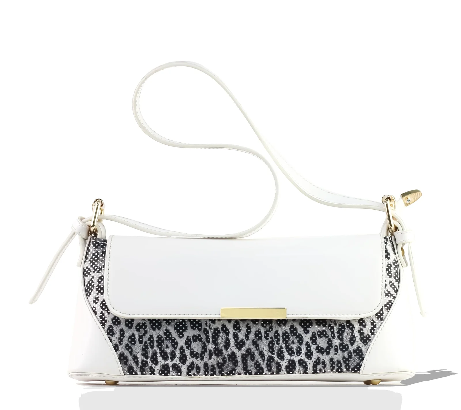 Mobigon Elegant Women’s Baguette Shoulder Bag with Magnetic Gold Clasp, Textured Faux Leather, Zippered Main Compartment & Inner Pocket for Formal & Daily Use