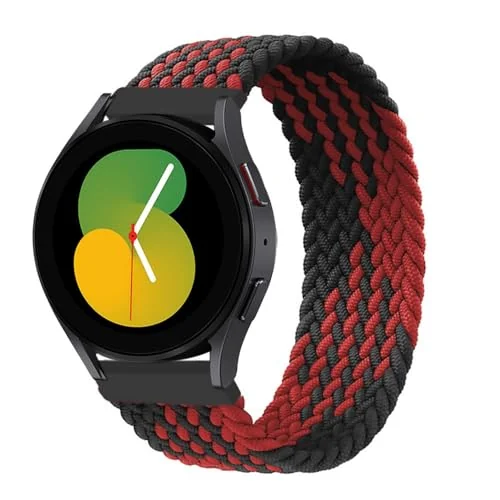 Medium — DL3 Mobilak Band 22MM Nylon Braided Solo Loop Strap Compatible with Samsung galaxy watch3 45mm/galaxy 46mm/Gear S3/Huawei watch GT3 46MM/GT2E/GT2 Pro/GT GT2 46MM/Compatible (Medium) - Black Red