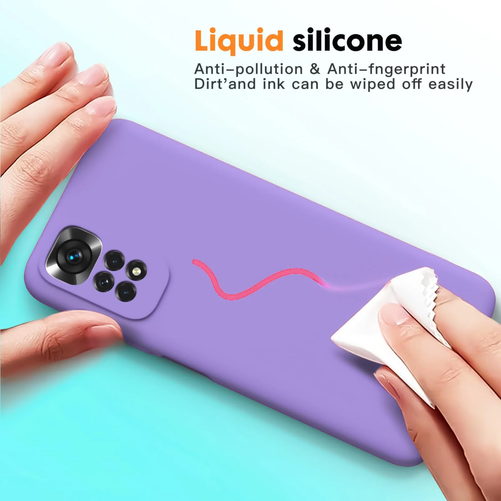 DL3 Mobilak Liquid Silicone Protective Case with Soft Microfiber Lining with Full Camera Protection for Xiaomi Redmi Note 12 Pro 4G / Redmi Note 11 Pro 4G&5G - Light Purple