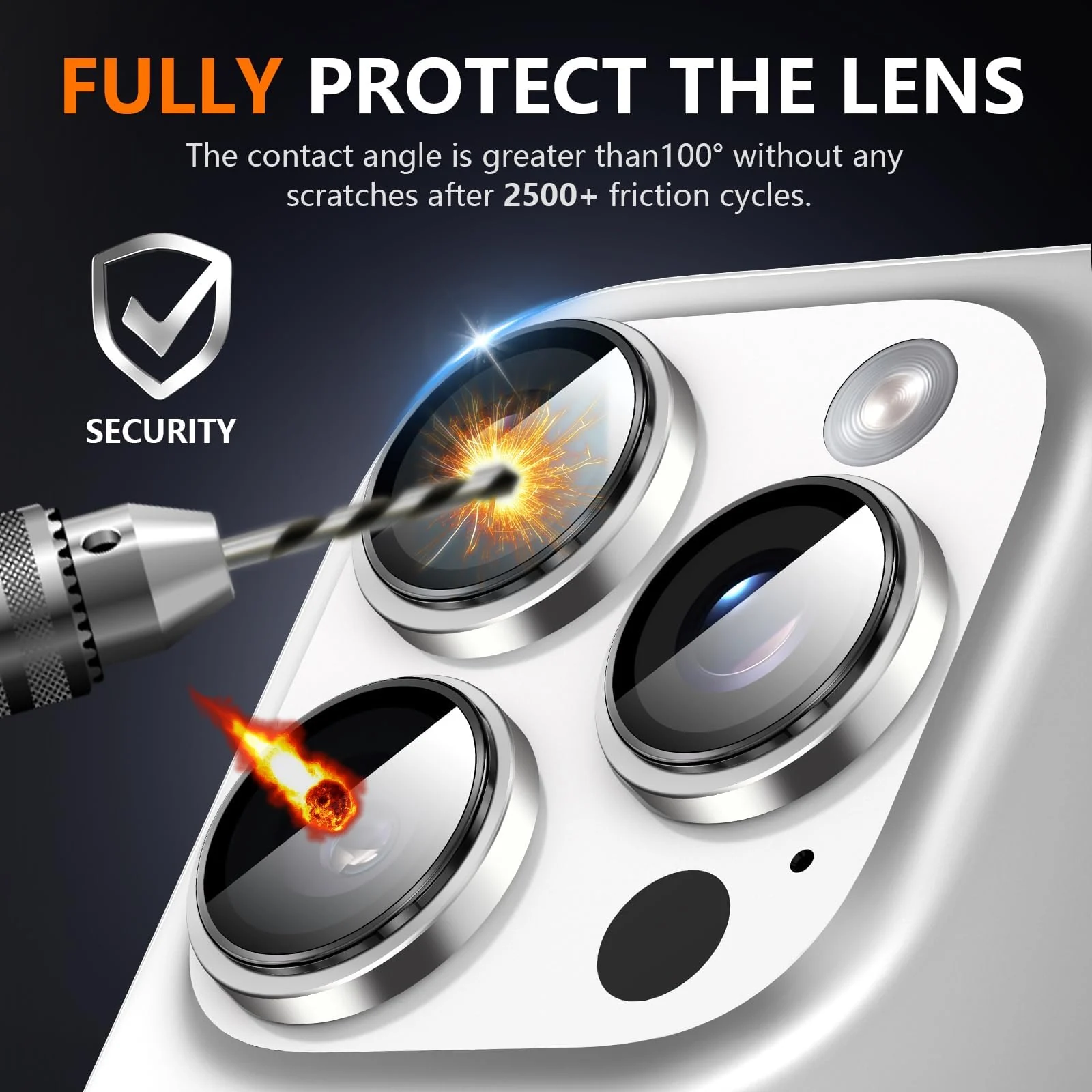 DL3 Mobilak Camera Lens Protector For iPhone 16 Pro/iPhone 16 Pro Max, [Keep Original Shooting] Tempered Glass Screen Protector Metal Individual Camera Cover, Case Friendly - Silver