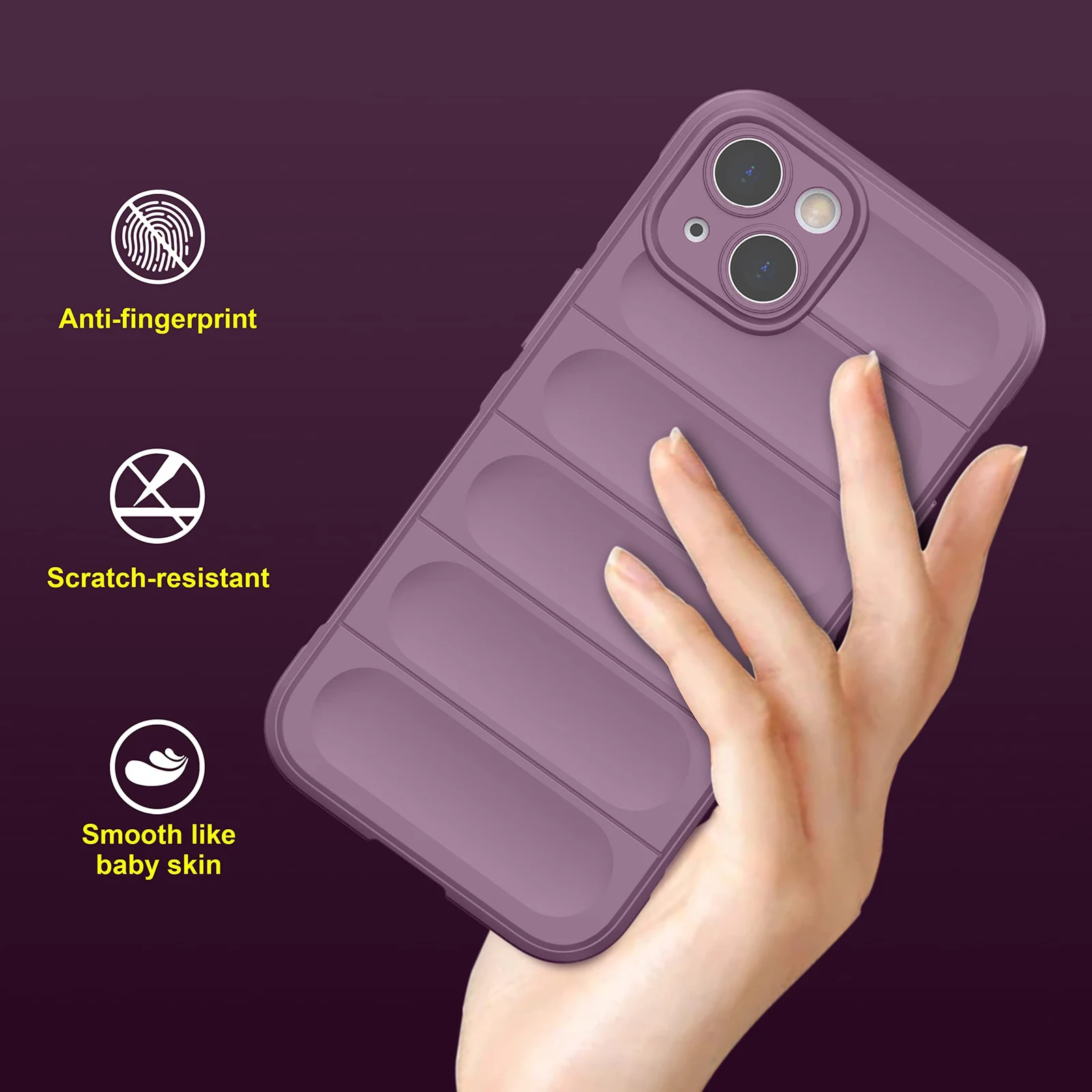 DL3 Mobilak Rugged Protective Case for iPhone 13 / iPhone 14 6.1-Inch, Camera protection, Shock-absorbing protection, Non-slip grip - Purple