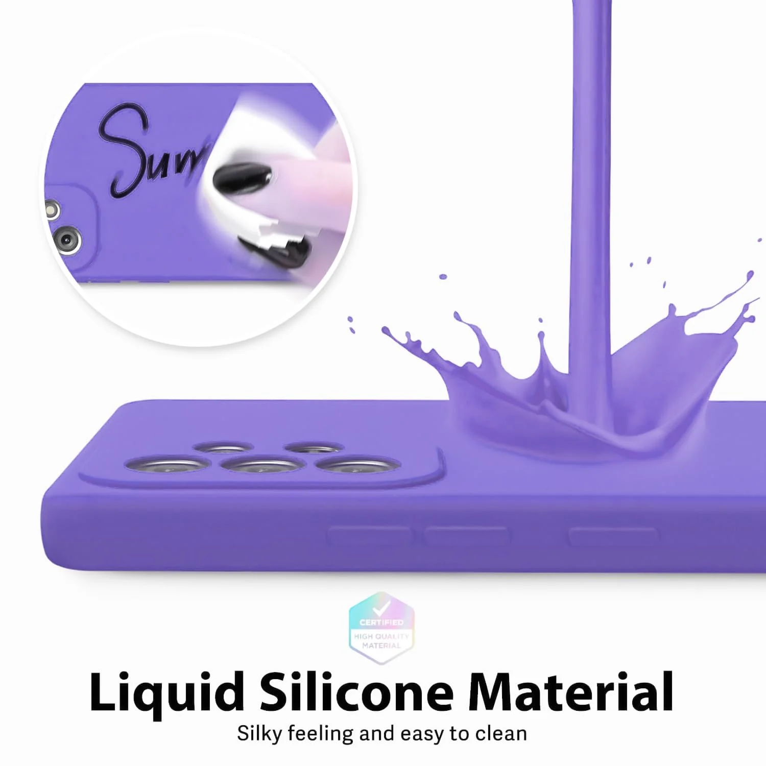 DL3 Mobilak Silicone Protective Case for Samsung Galaxy A72, Shock-absorbing protection, Scratch-resistant surface, Soft microfiber lining - Light Purple
