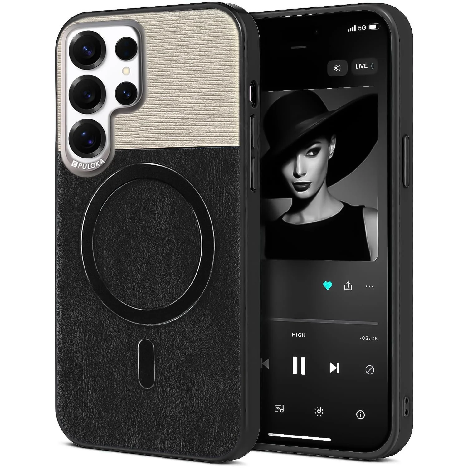 DL3 Mobilak Leather Wallet Case with Card Slot for Samsung Galaxy S25 Ultra with Camera Protection and MagSafe Compatibility