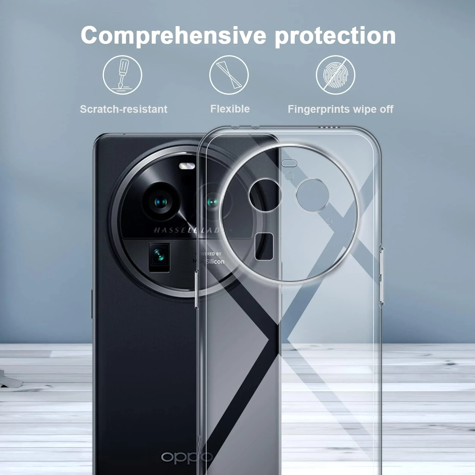 DL3 Mobilak Case Compatible with OPPO Find X6 Pro 5G Case Crystal Soft TPU Gel Case Flexible Silicone Anti-Scratch Camera Protection TPU Cover - Clear