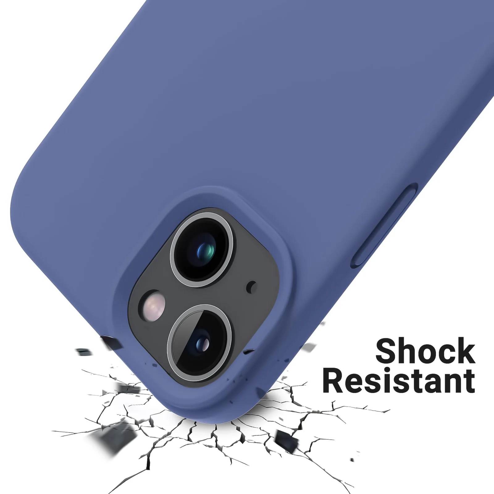 DL3 Mobilak Liquid Silicone Case for iPhone 15, Supports wireless charging, Shock-absorbing protection, Anti-fingerprint finish - Lavender Blue