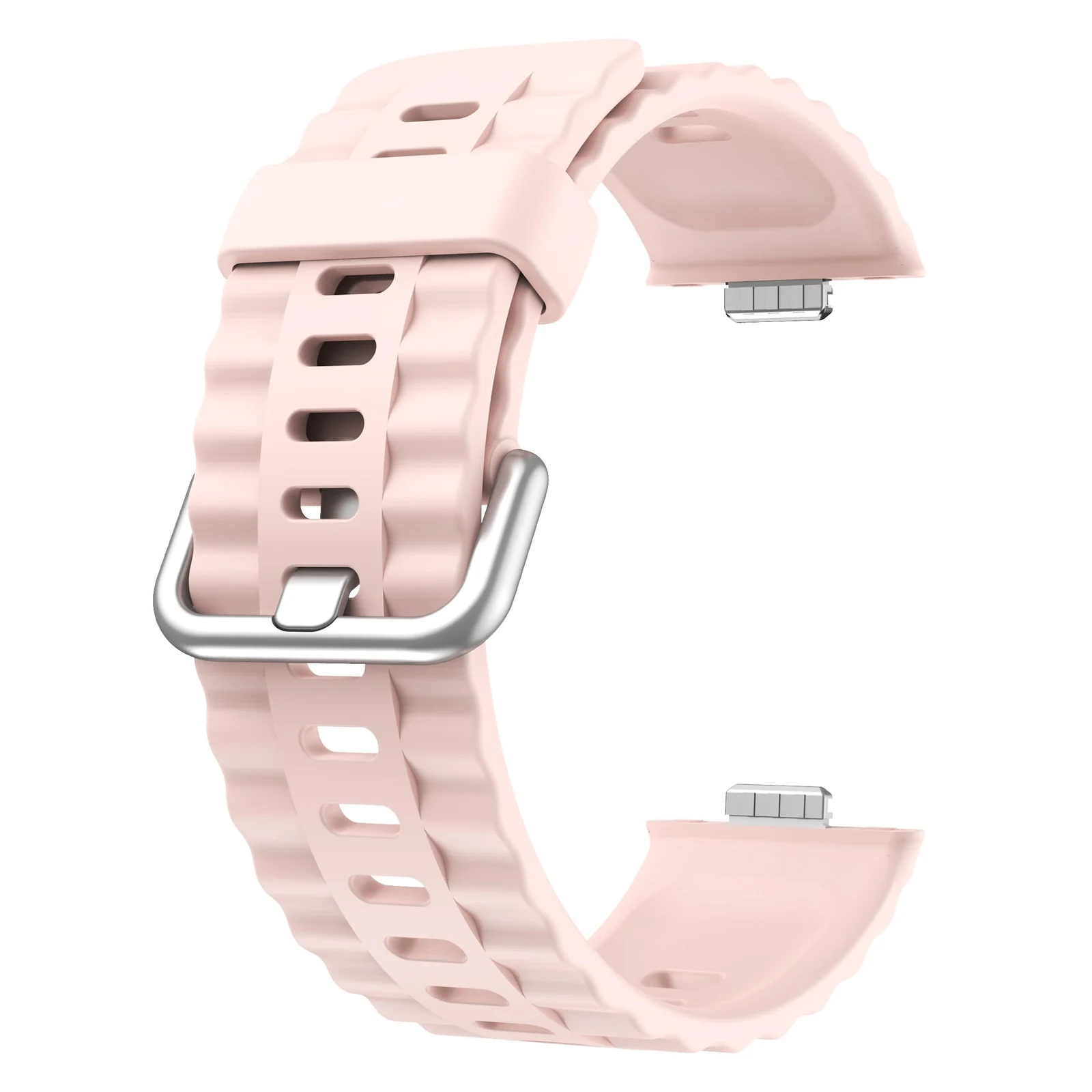 DL3 Mobilak Wavy Texture Sports Wristbands for Huawei Watch Fit 4/Fit 4 Pro/Fit 3 Strap, Breathable Silicone Wristband Strap Watch Strap Bracelet for Huawei Watch Fit 4 Pro/Fit4/3 - Light Pink