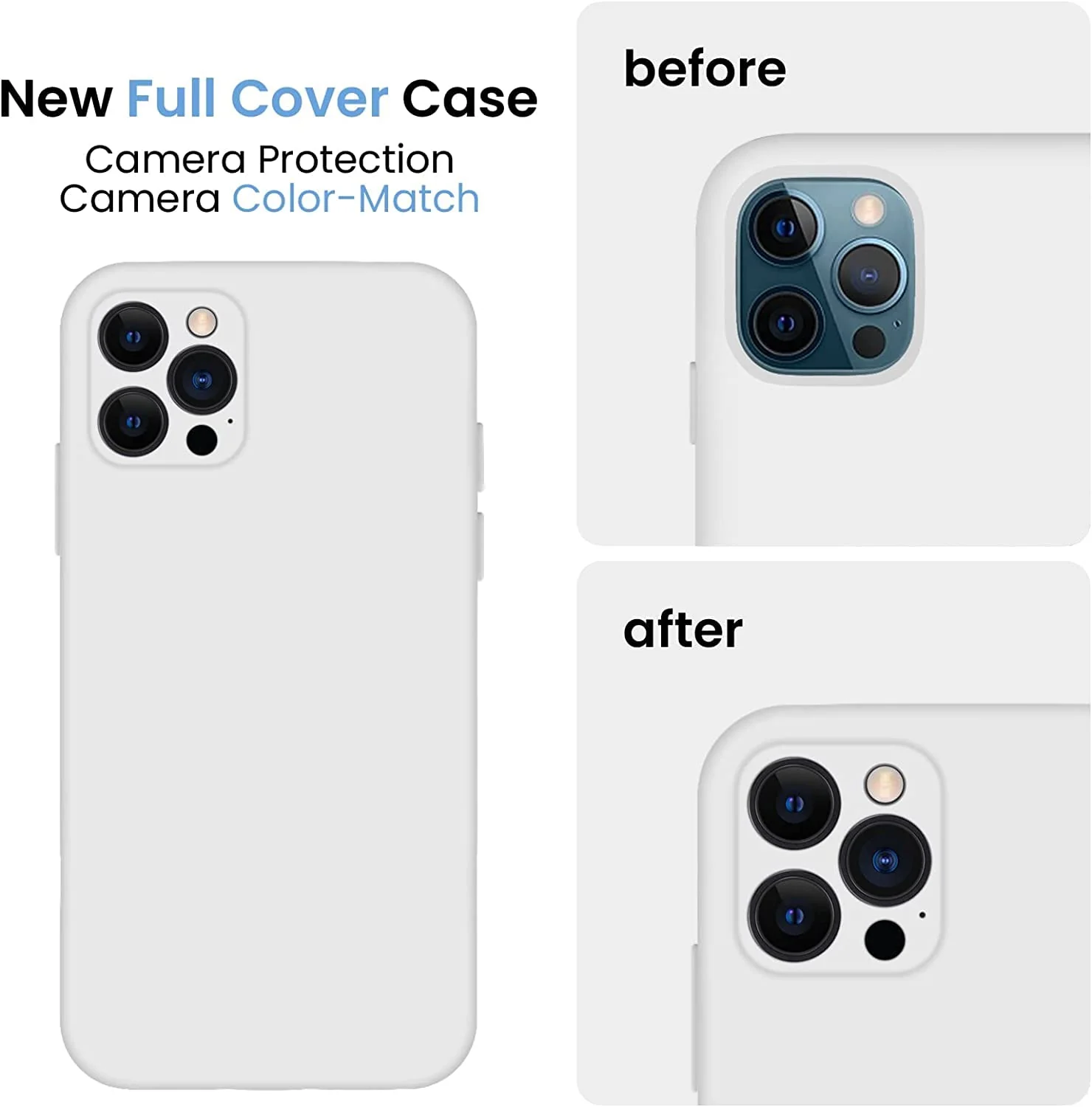 DL3 Mobilak Liquid Silicone Protective Case for iPhone 12 Pro Max (6.7 Inch) with Camera Protection and Microfiber Lining - White