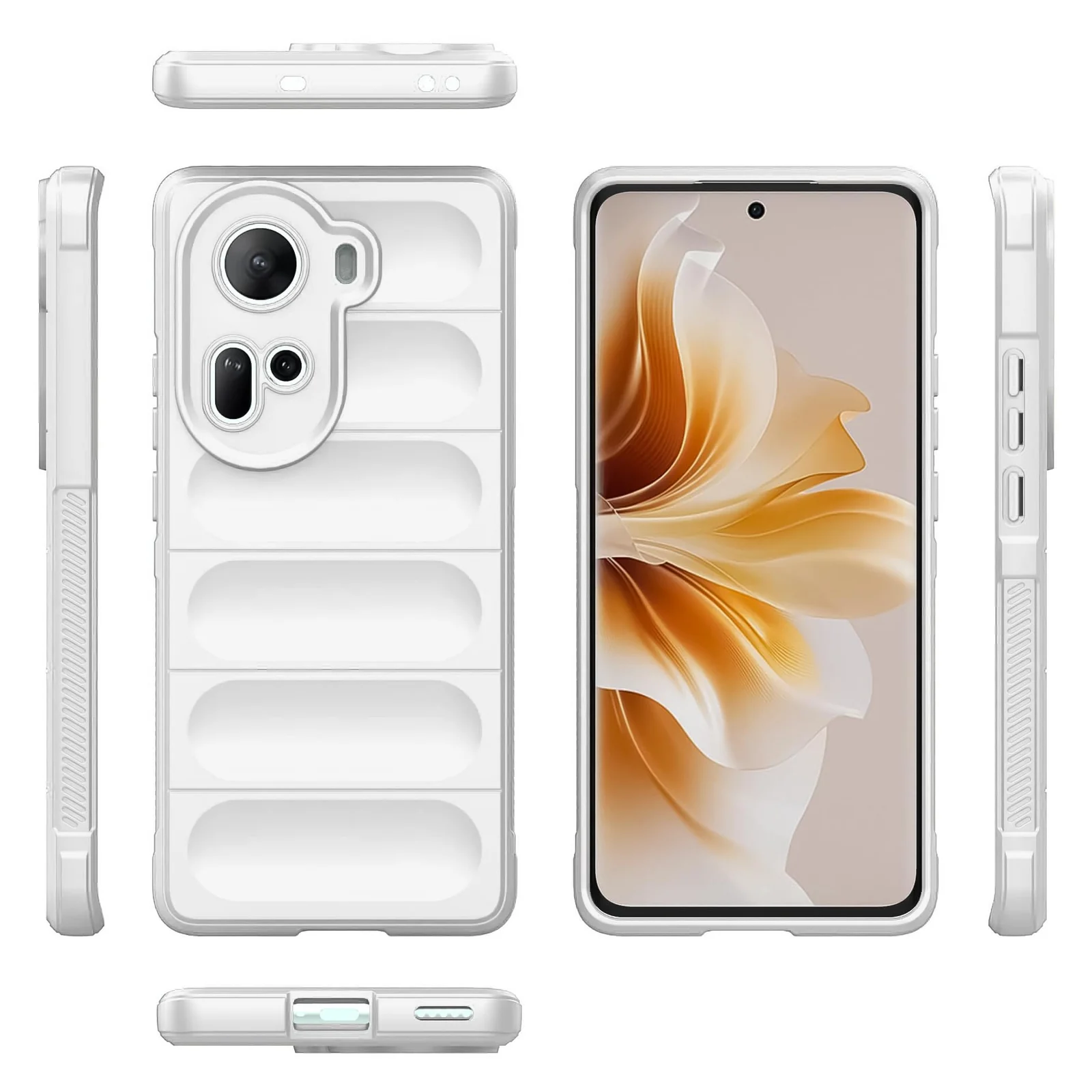 DL3 Mobilak Soft Silicone Protective Case for OPPO Reno 11 5G with Camera Protection and Shockproof Design - White