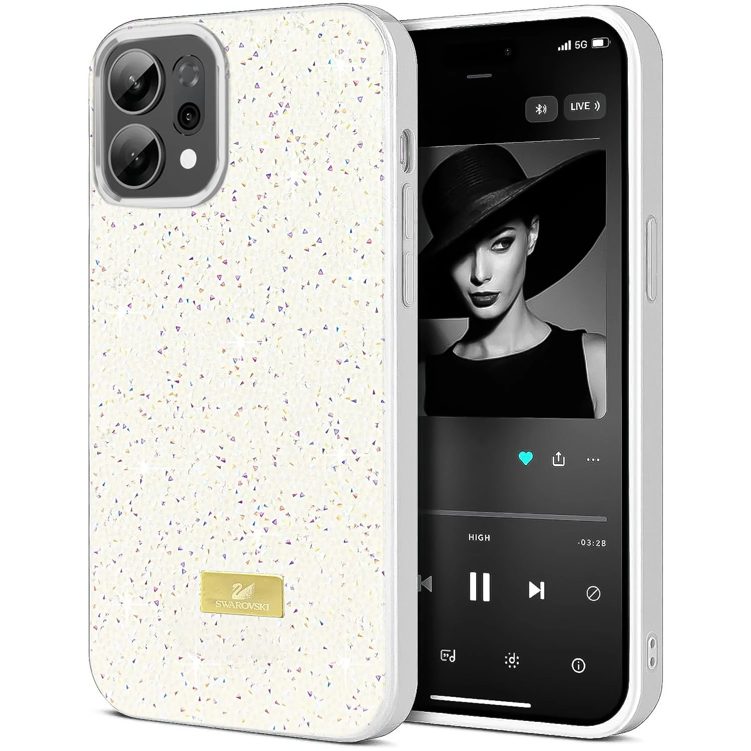 5.5 — DL3 Mobilak Case for OPPO Reno 14 5G Glitter, Sparkle Diamond Crystal Bling Case with Bling, Ultra Thin Lightweight Full Body Shockproof Anti-Scratch Protective Cover