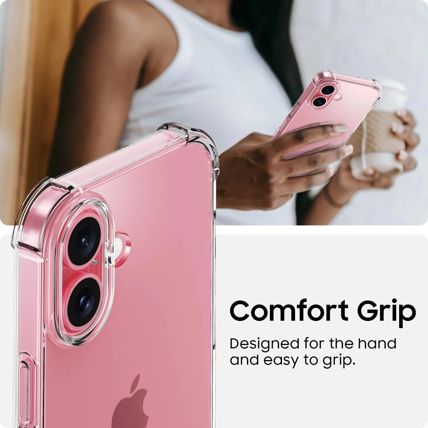 DL3 Mobilak Clear TPU Case for iPhone 16, Camera protection, Shock-absorbing protection, Non-slip grip - Clear