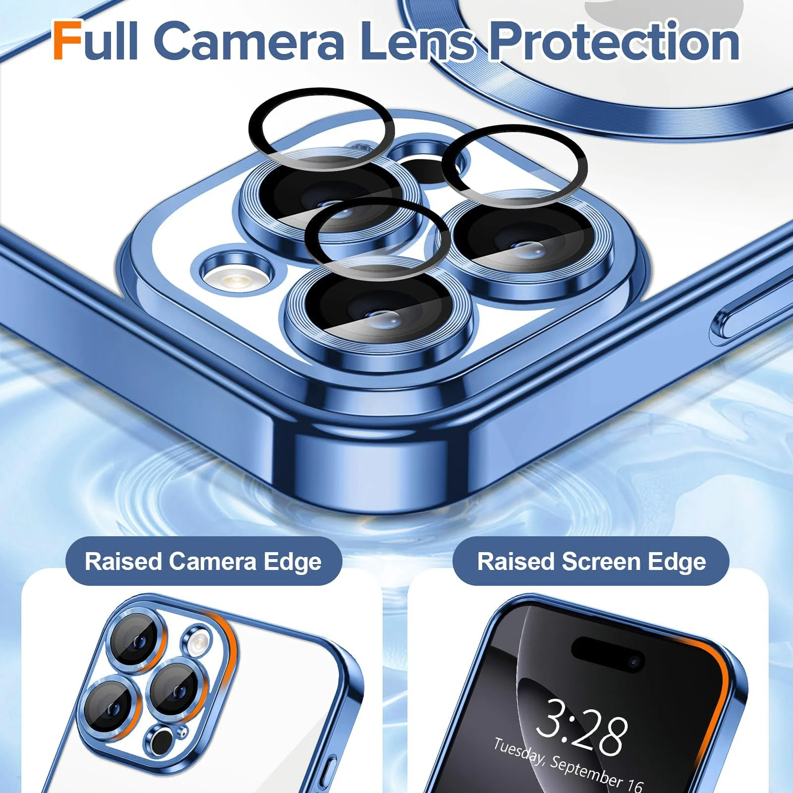 DL3 Mobilak Plated-Edge TPU Protective Case with Camera Protection for iPhone 16 Pro Max - Metallic Blue