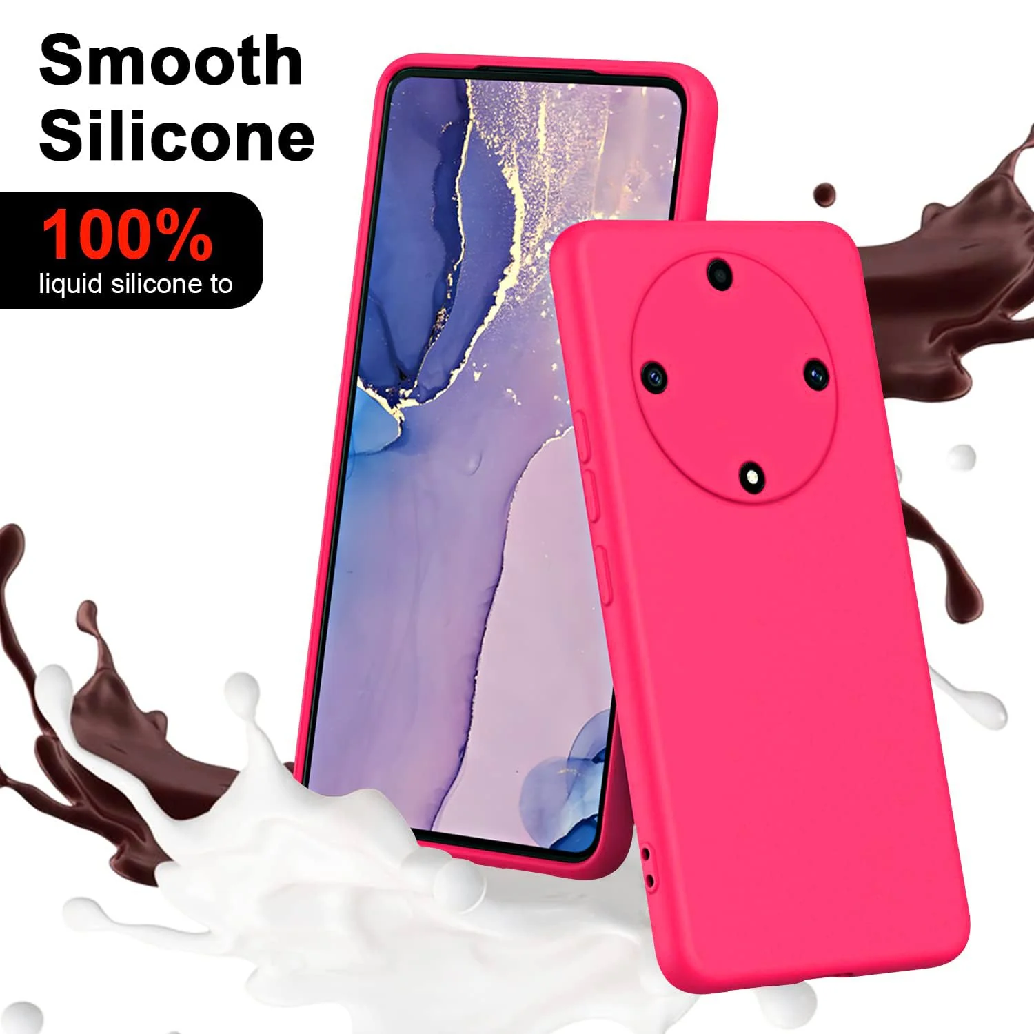 DL3 Mobilak Honor X9a Case, Soft Flexible Silicone Gel Rubber Bumper Cover, Full Body Shockproof Protective Phone Case - Hot Pink