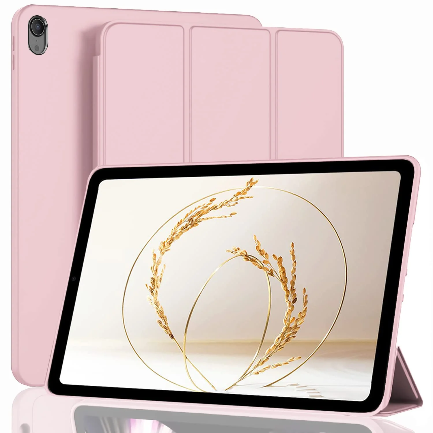 DL3 Mobilak Smart Case Compatible with iPad Air 5th Generation 2022/ Air 4th Generation 2020 10.9 Inch Case Flip Cover Leather Case Soft TPU Back And Trifold Stand With Auto Wake/Sleep - Pink Sand