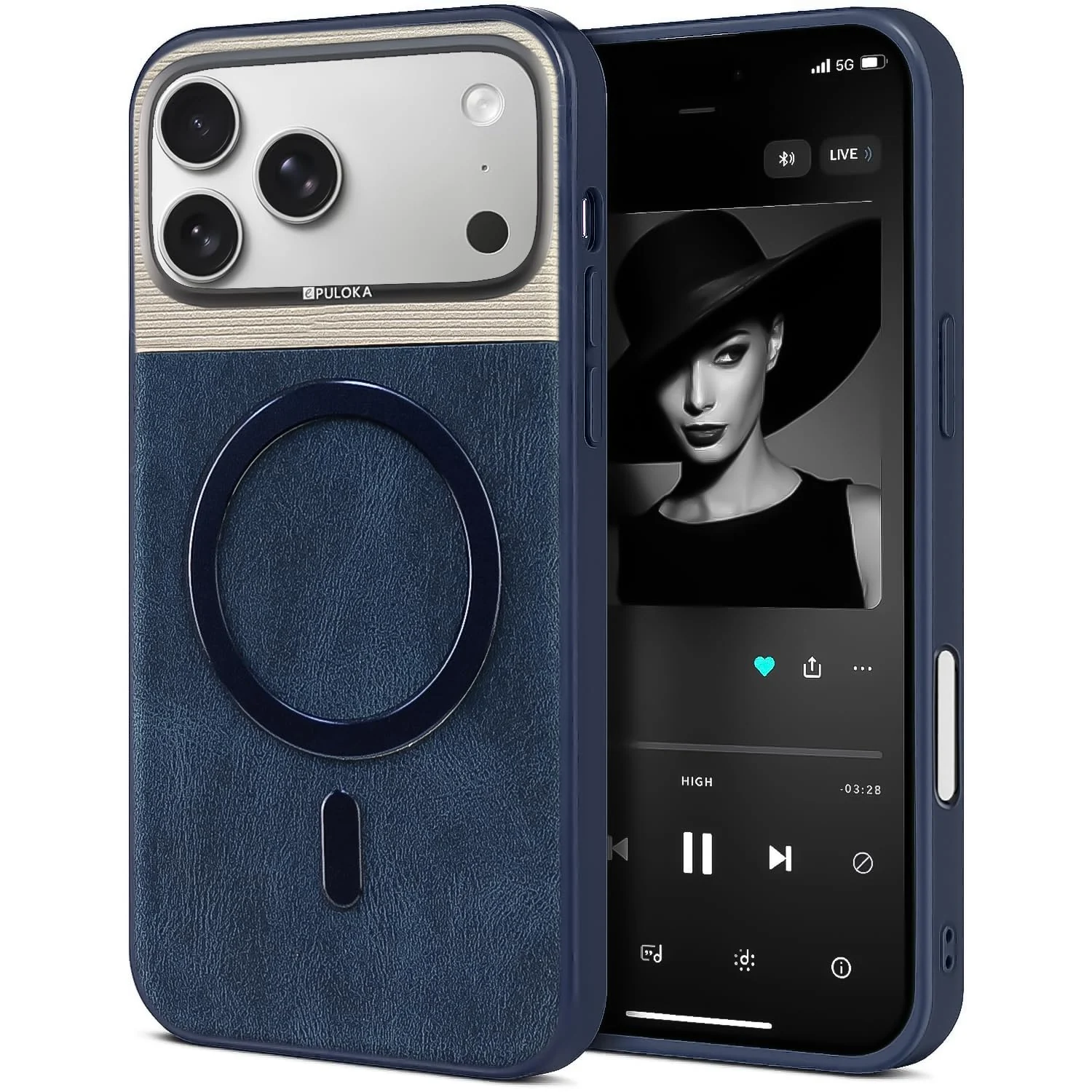 Dl3 Mobilak Premium Leather Magnetic Case for iPhone 17 Pro Compatible with MagSafe – Shockproof Protective Cover with Full Camera Protection, Slim Luxury Design (Black)