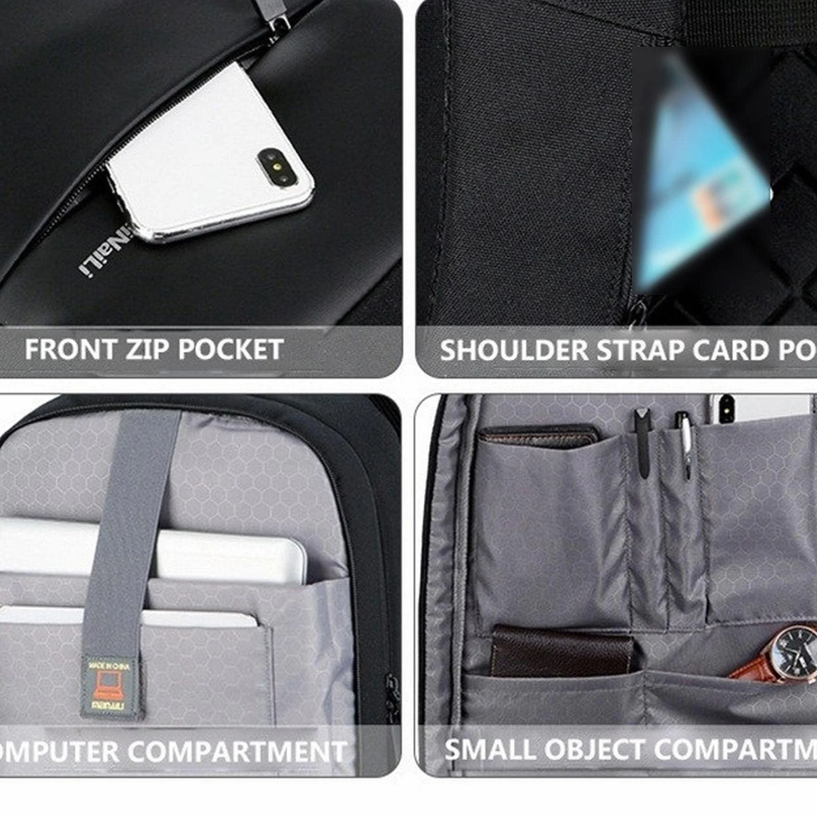 Mobigon Business Laptop Backpack, 15 Inch Travel Laptop Bag Rucksack with USB Charging Port, Water-Resistant Bag Daypack for Work College Computer Men Women Backpack For MacBooks - Black