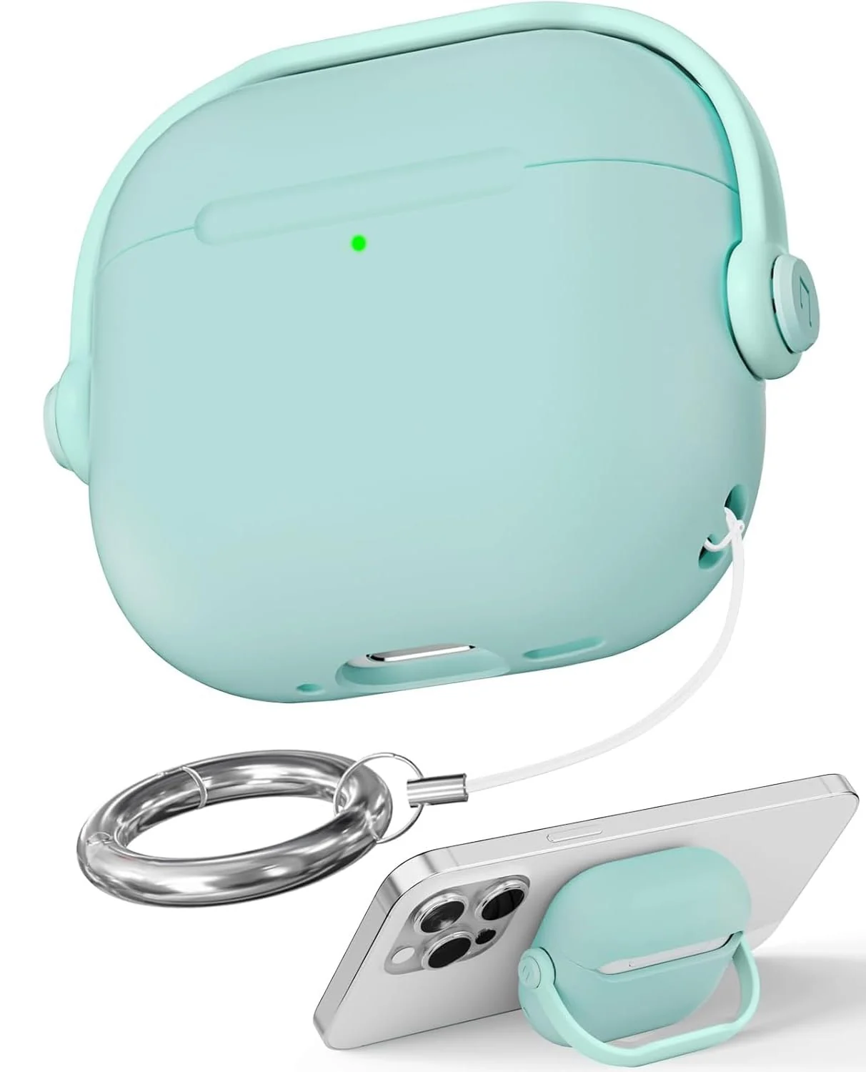 DL3 Mobilak Case for AirPods Pro 3 (2025) Protective [With Closure Lid] [Front LED Visible] [With Wrist Strap] Skin Case Compatible with (2025) AirPods Pro 3 - Mint Green