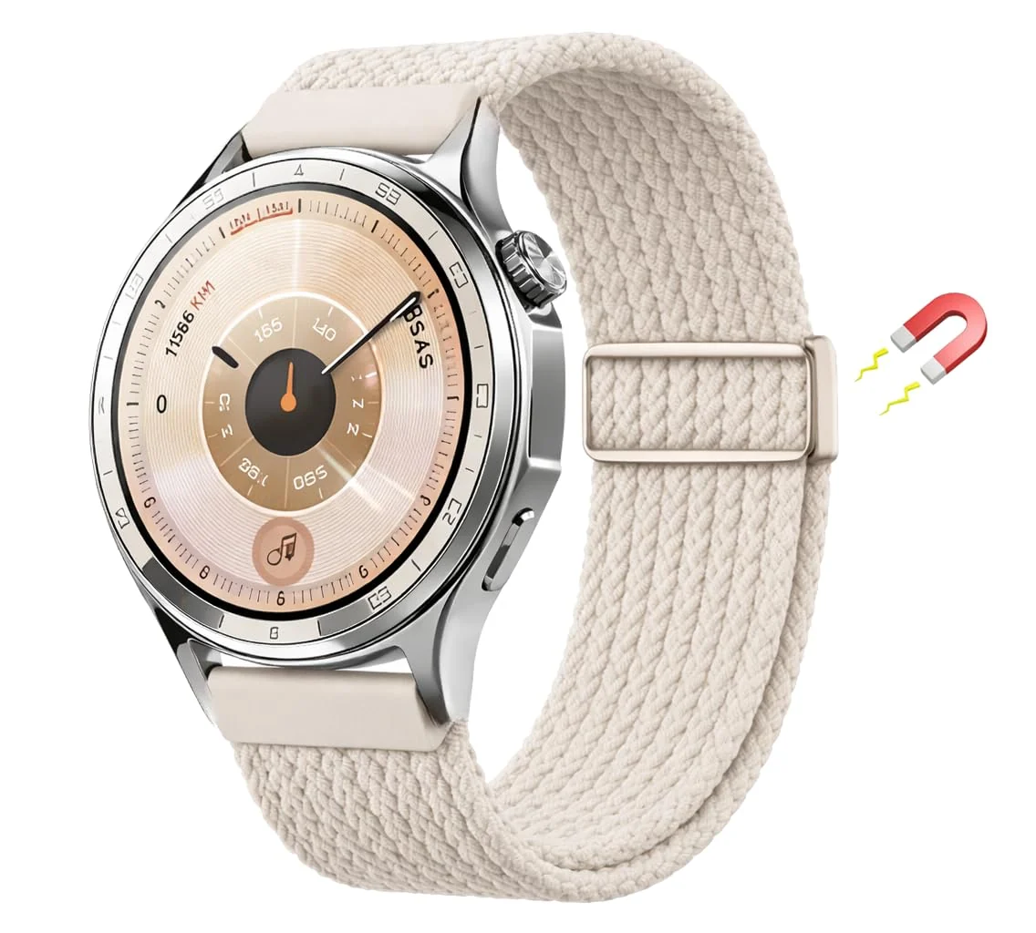 DL3 Mobilak 20mm Magnetic Band for Samsung Galaxy Watch 7/6/5/4/FE Band 40mm 44mm/Galaxy Watch 6/4 Classic Bands 47mm 43mm 46mm 42mm/Watch 5 pro 45mm/Active 2, Braided Magnetic Strap - B-starlight