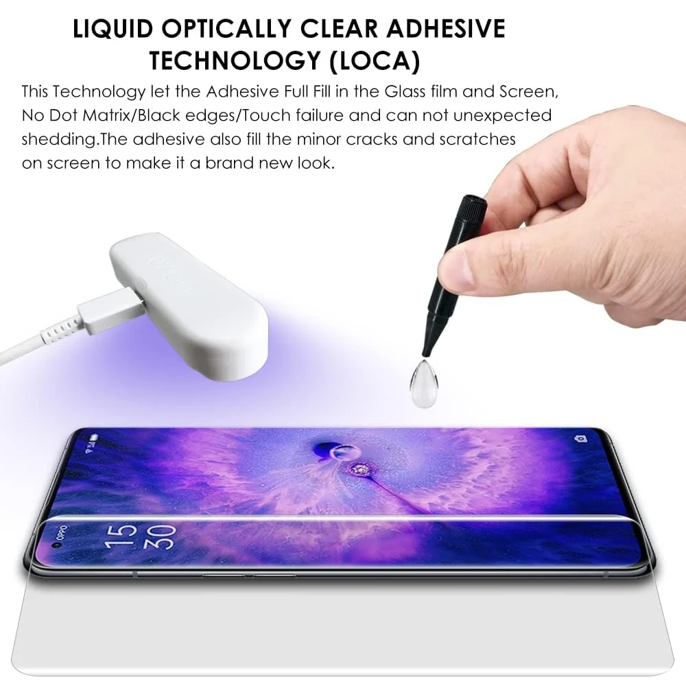 DL3 Mobilak Li-to Screen Protector OPPO Find X5 Pro [Liquid UV Tempered Glass] Full Screen adhesive [Sensitive Touch][Fingerprint Sensor Compatible] HD - Clear