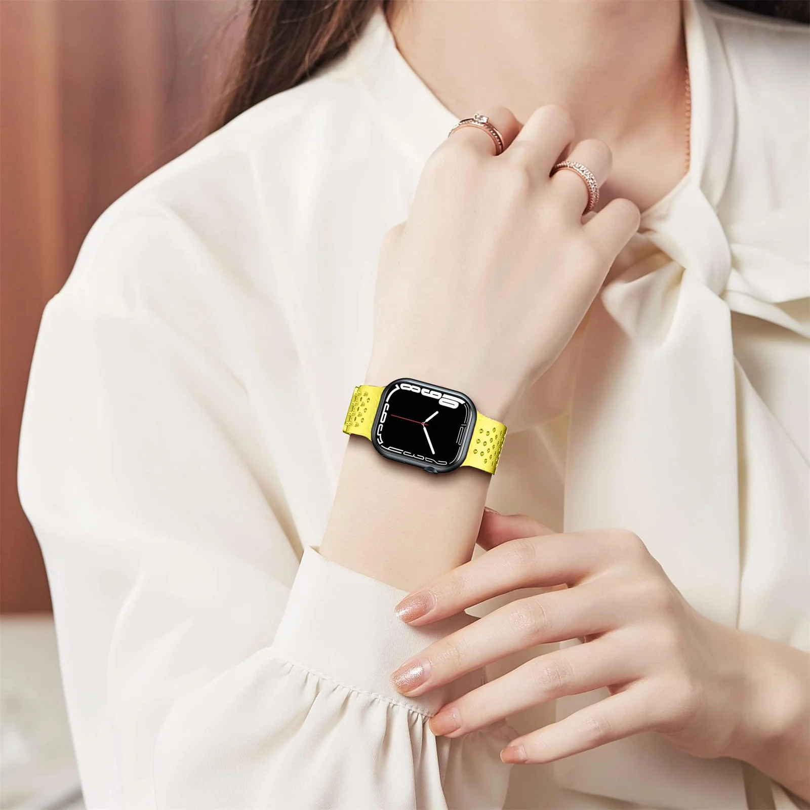 DL3 Mobilak Soft Silicone Band For Apple Watch Ultra Bands 49mm 45mm 44mm 42mm, Sport Replacement Wristband No Clasps for iWatch Series 8 ultra 7 6 5 4 SE 3 2 Women Men, Waterproof Strap - Yellow