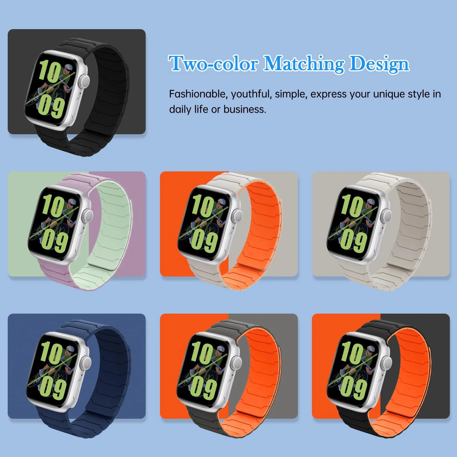 DL3 Mobilak Silicone Straps Compatible with Apple Watch Ultra Strap 49mm 46mm 45mm 44mm 42mm, Loop Band with Strong Magnetic Closure Designed for iWatch Ultra Ultra 2 Series 11 10 9 8 7 6 5 4 3 2 1 SE - A-Starlight