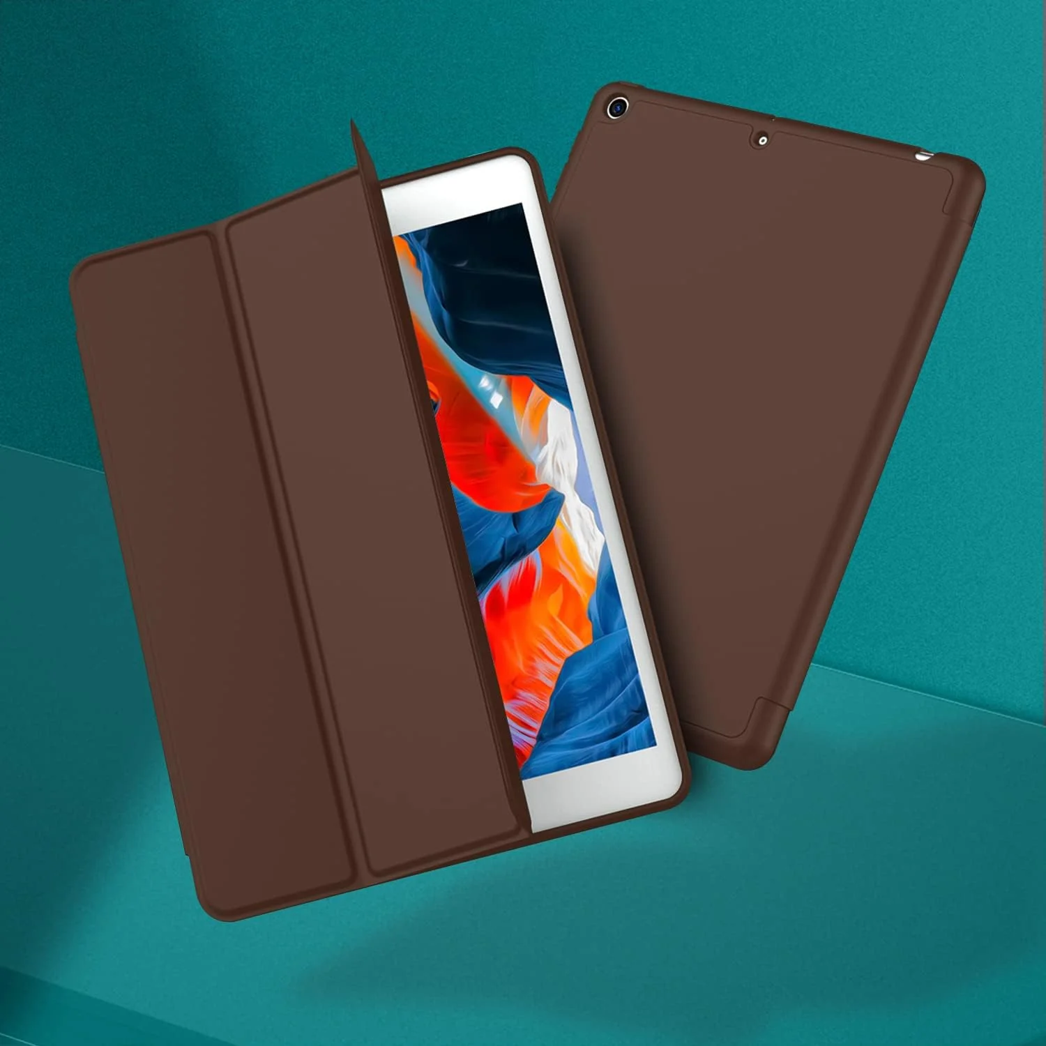 DL3 Mobilak iPad 9th/ 8th/ 7th Generation, Case for iPad 10.2-Inch 2021/2020/ 2019 with Pencil Holder, iPad 7th Gen 2019 Case with Soft Silicone Back, Auto Wake/Sleep Cover - Dark Brown