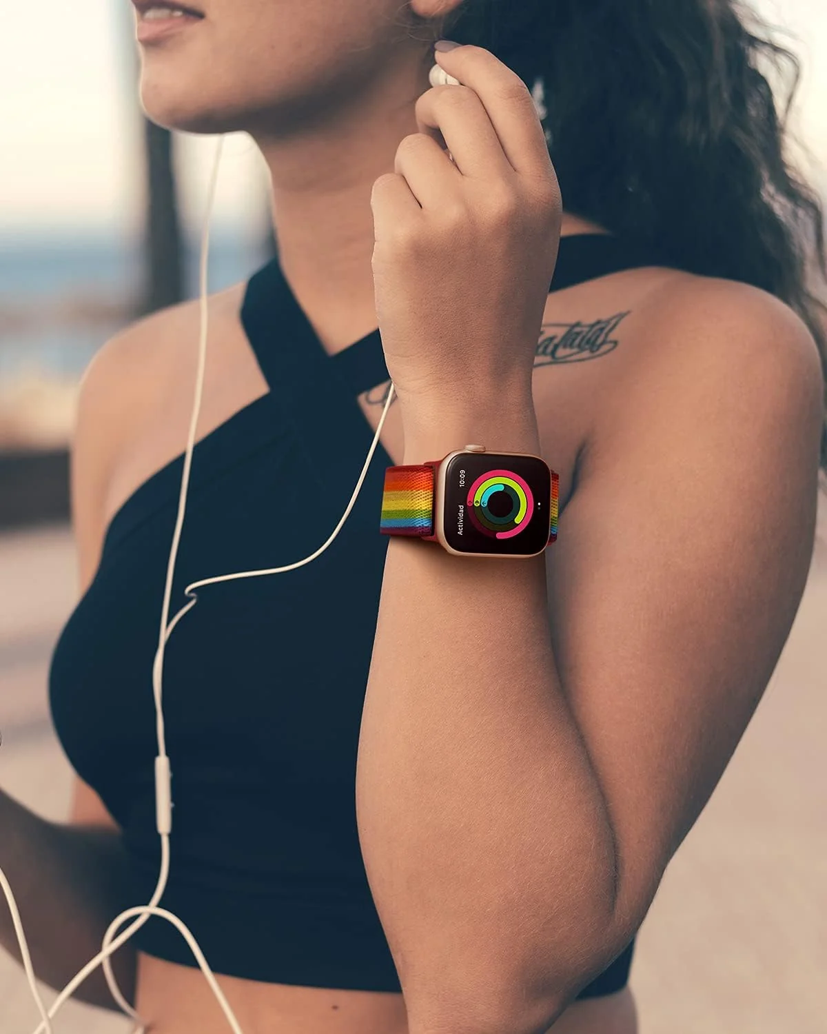 DL3 Mobilak Nylon Solo Loop Stretchy Straps For Apple Watch Band 49mm 45mm 44mm 42mm 41mm 40mm 38mm, Elastic Wristbands for iwatch Ultra 2 Series 9 8 7 6 5 4 3 2 1 (Multi Color, 42MM/44MM/45MM/49MM) - Black
